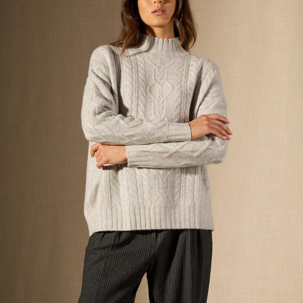 PEMALA pull col montant 6 fils glacier chiné 100% cachemire