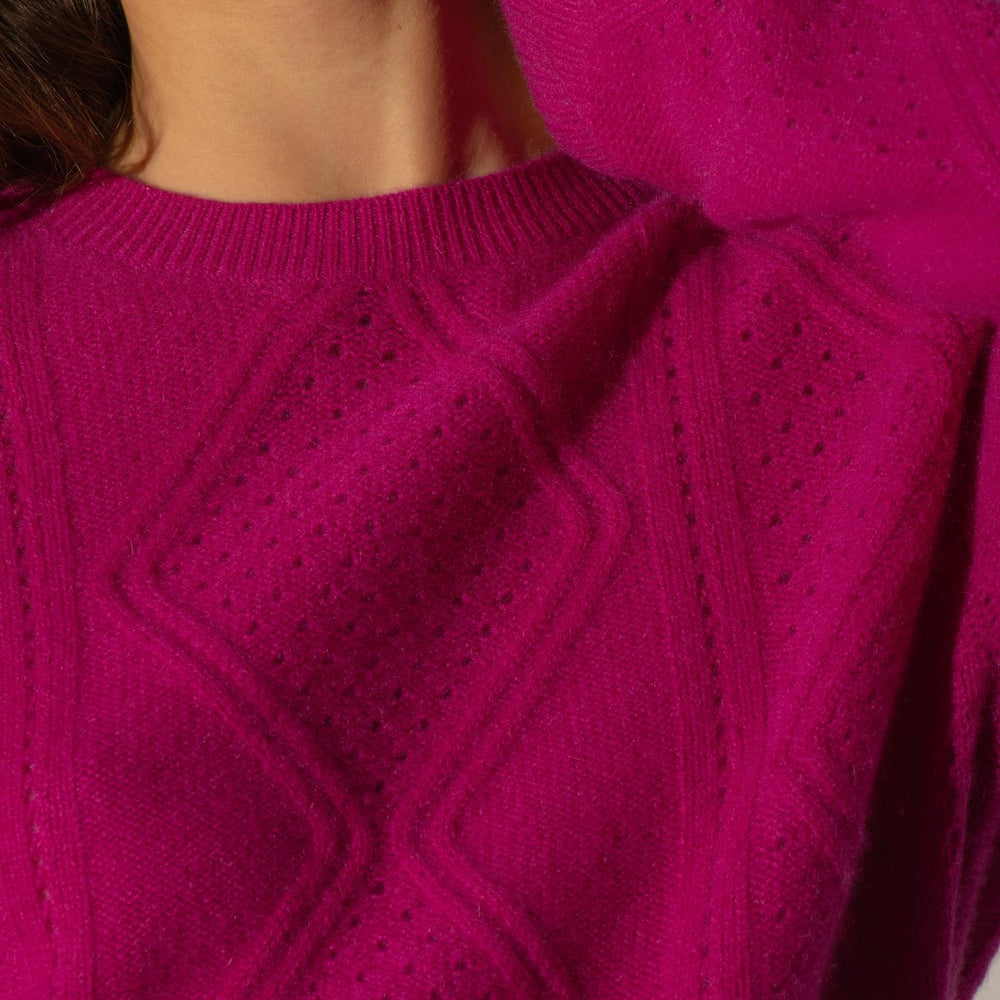 PEMALA pull col montant 6 fils violine 100% cachemire