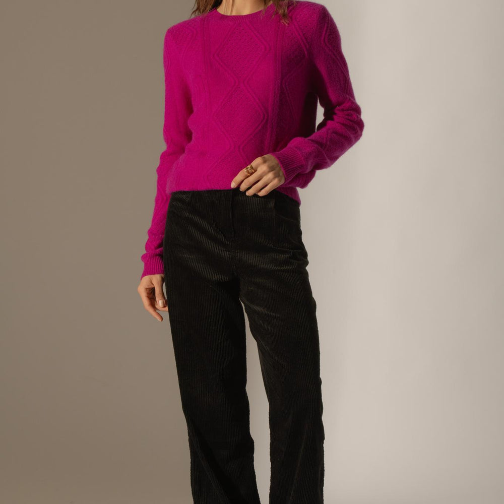 PEMALA pull col montant 6 fils violine 100% cachemire