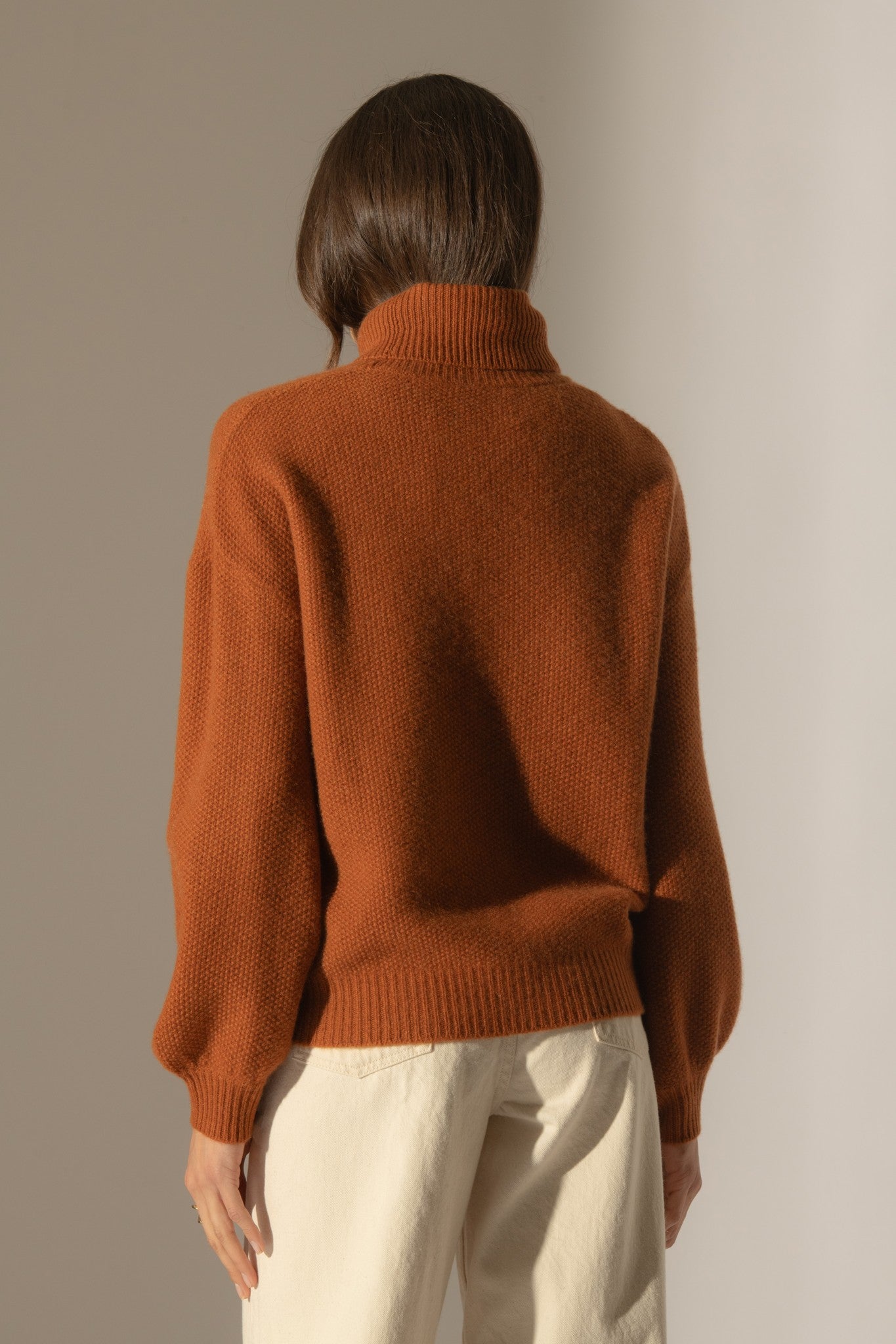 pemba pull col roulé 6 fils auburn 100% cachemire