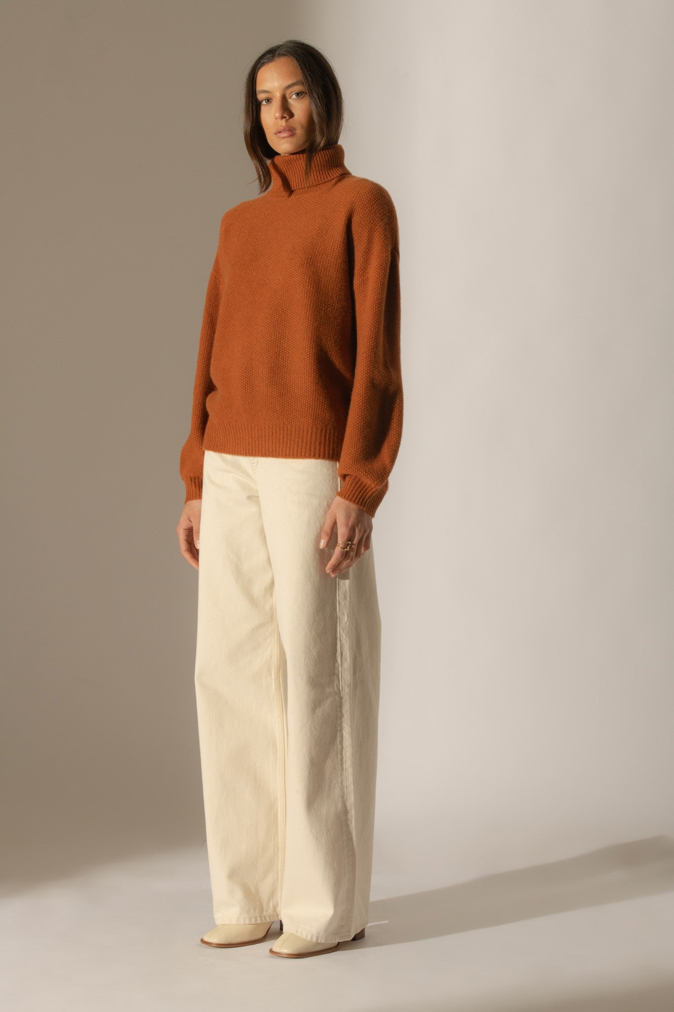 pemba pull col roulé 6 fils auburn 100% cachemire