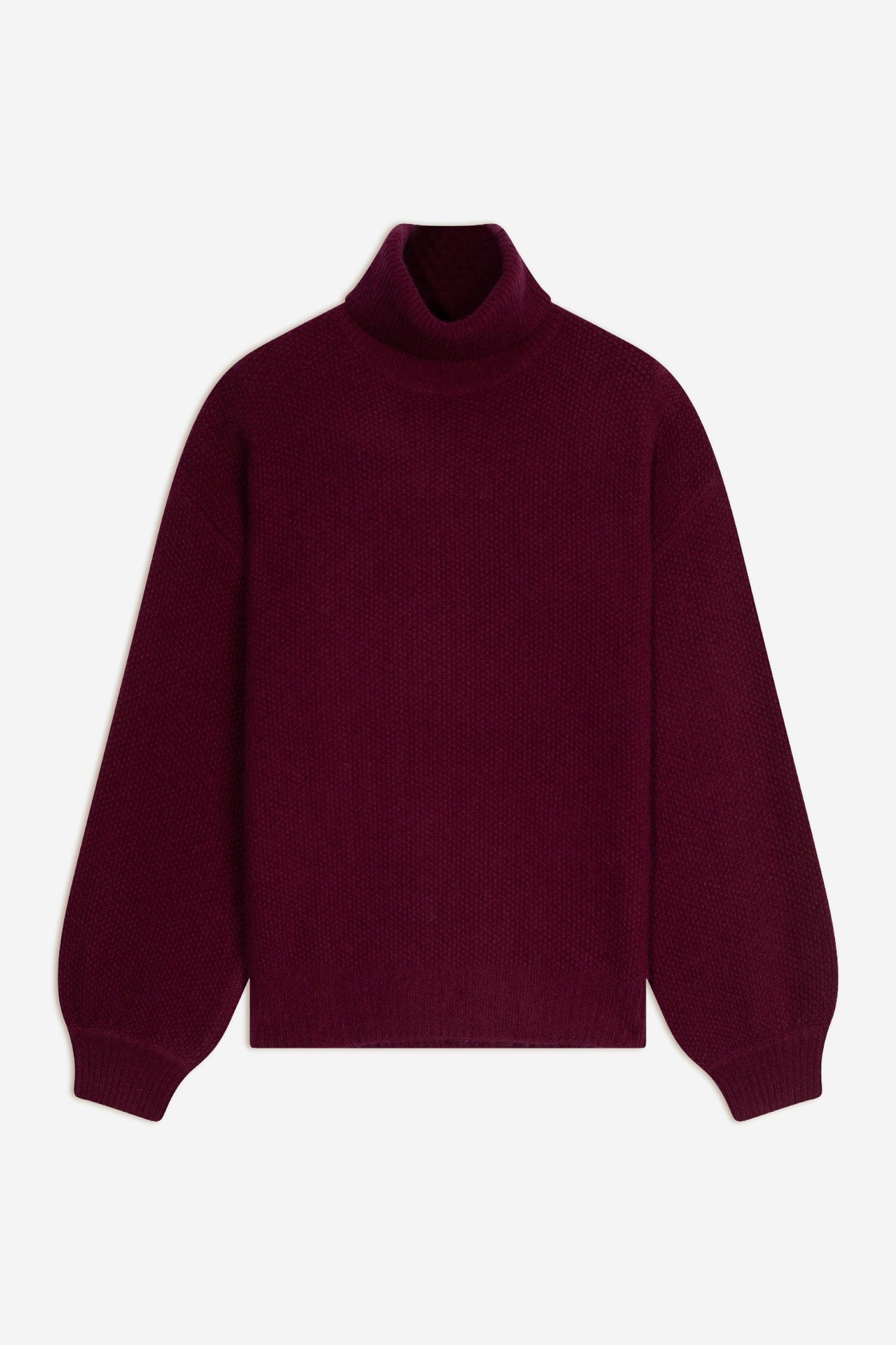 pemba pull col roulé 6 fils bordeaux 100% cachemire