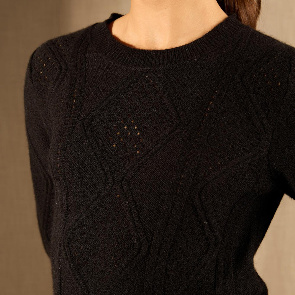 PENDEN pull col rond 4 fils noir 100% cachemire