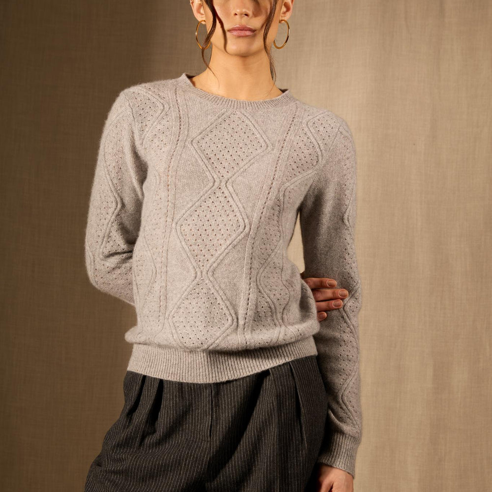 PENDEN pull col rond 4 fils nuage chiné 100% cachemire