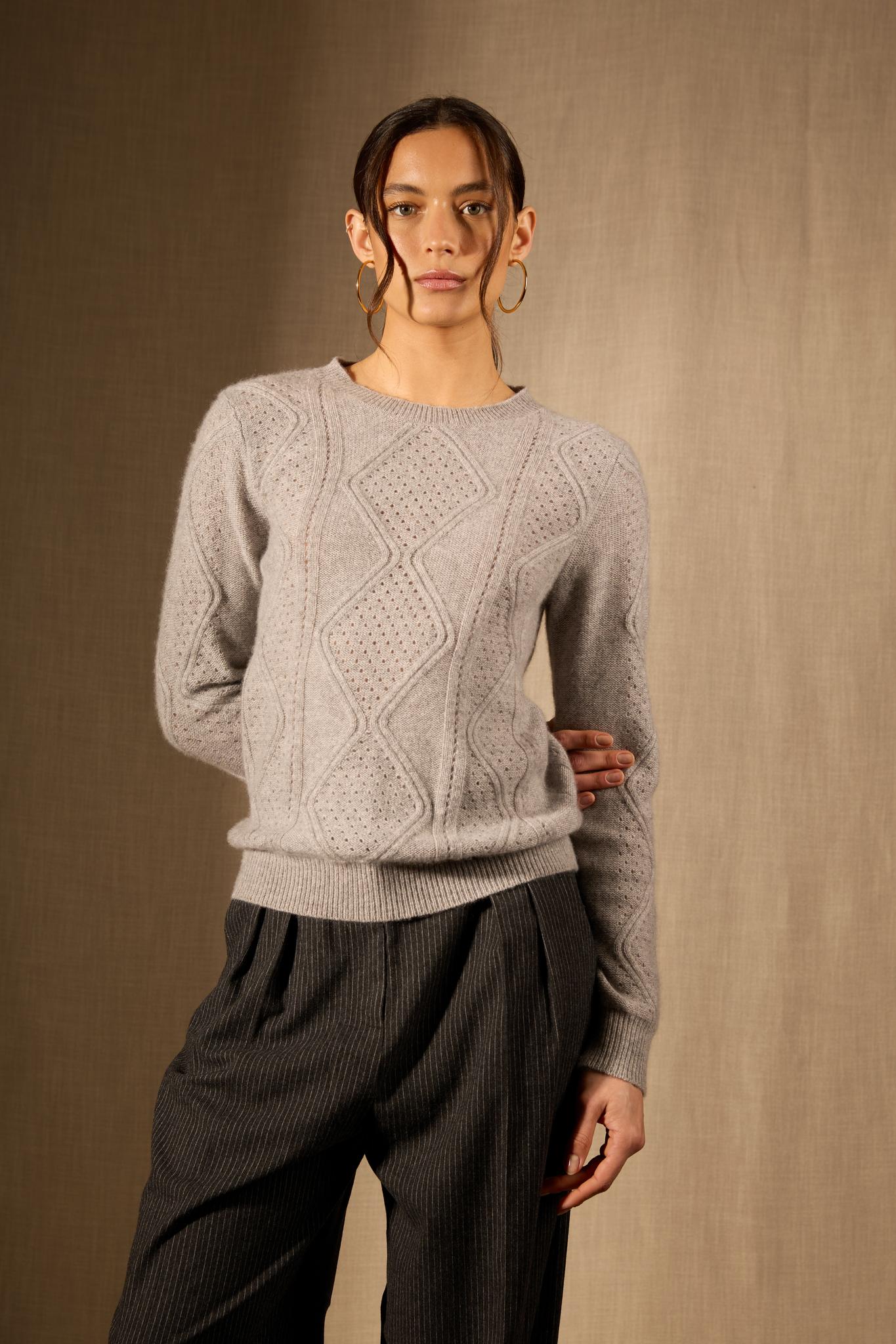 PENDEN pull col rond 4 fils nuage chiné 100% cachemire