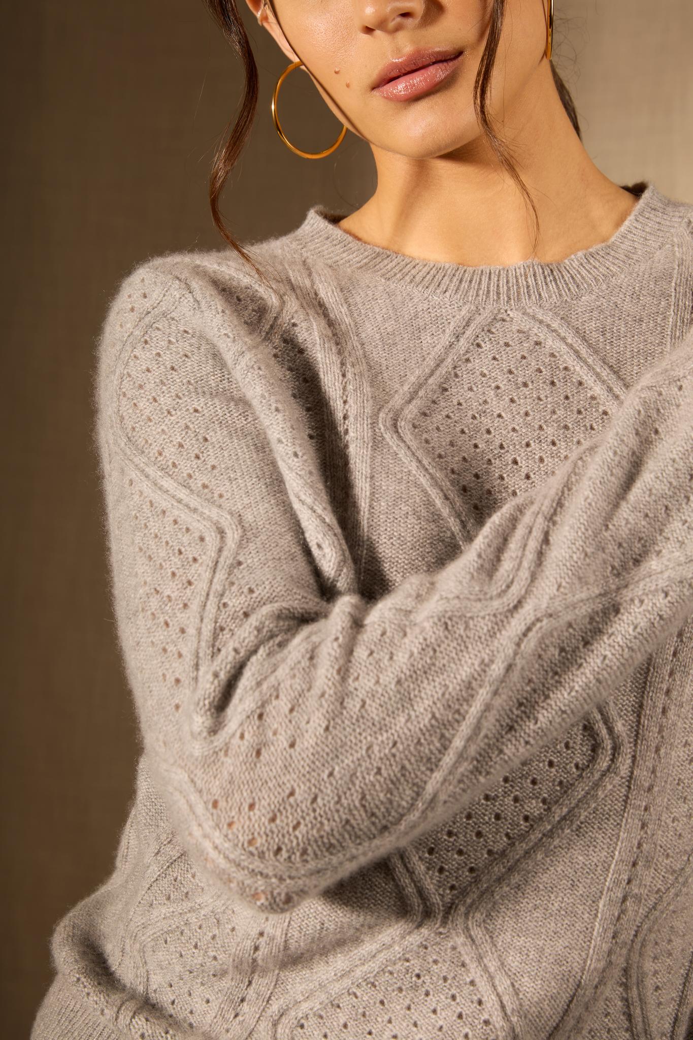 PENDEN pull col rond 4 fils nuage chiné 100% cachemire