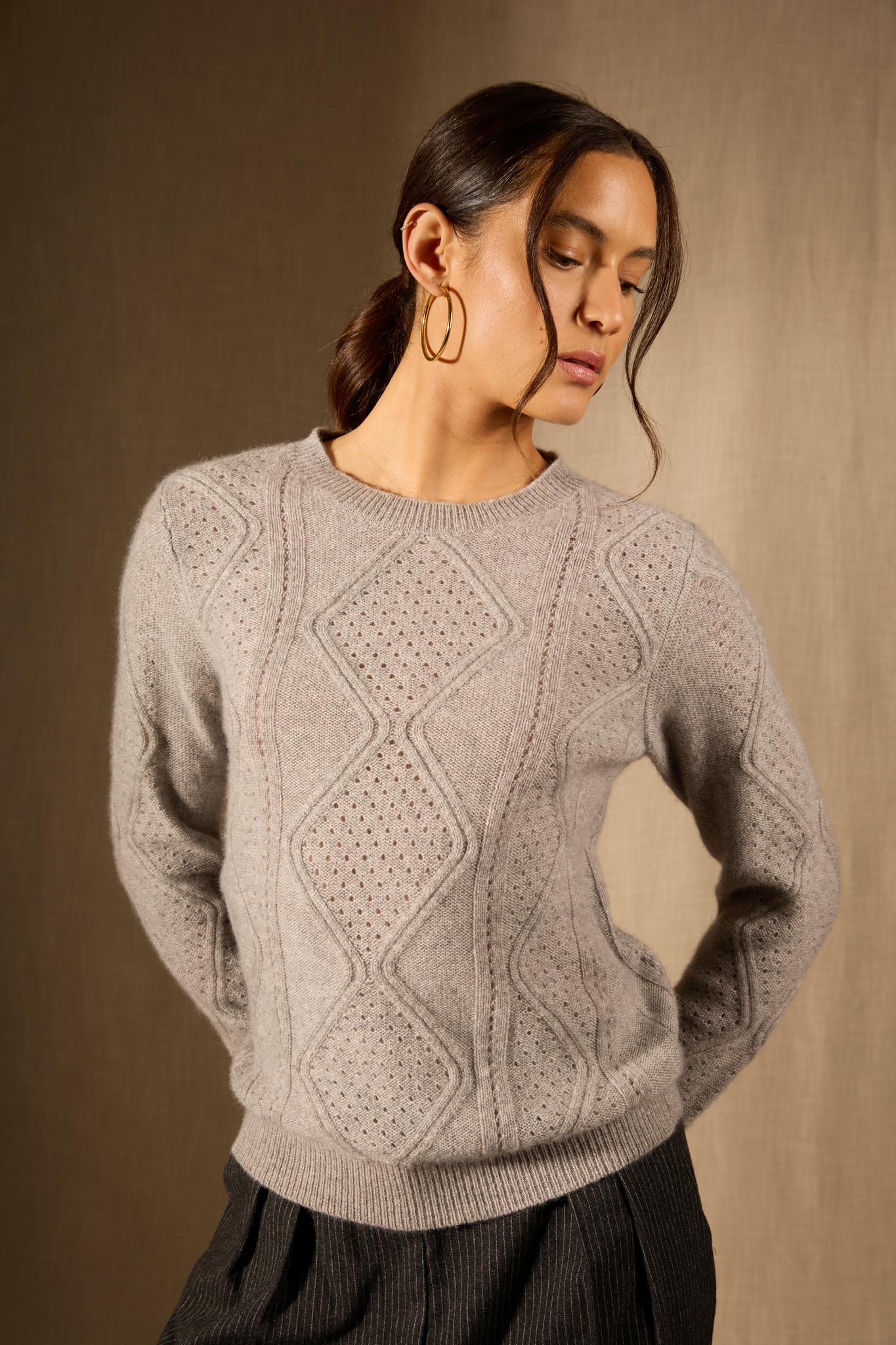 PENDEN pull col rond 4 fils nuage chiné 100% cachemire