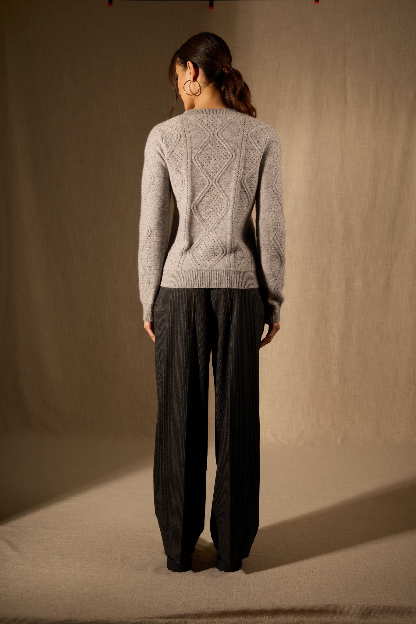 penden pull col rond 4 fils nuage chiné 100% cachemire