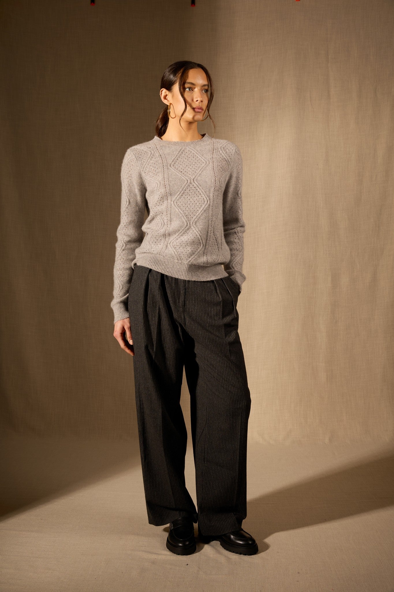 penden pull col rond 4 fils nuage chiné 100% cachemire