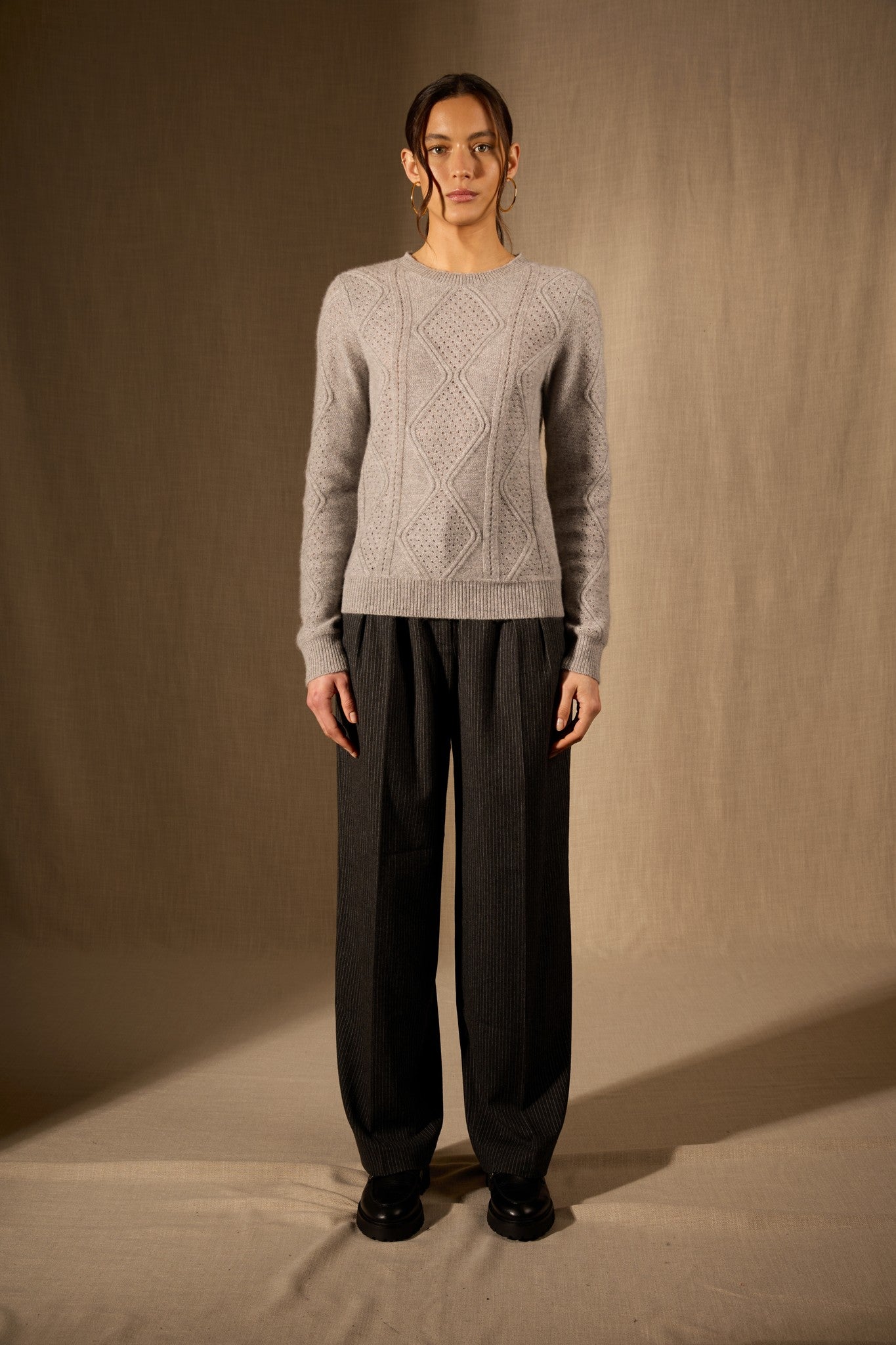 penden pull col rond 4 fils nuage chiné 100% cachemire