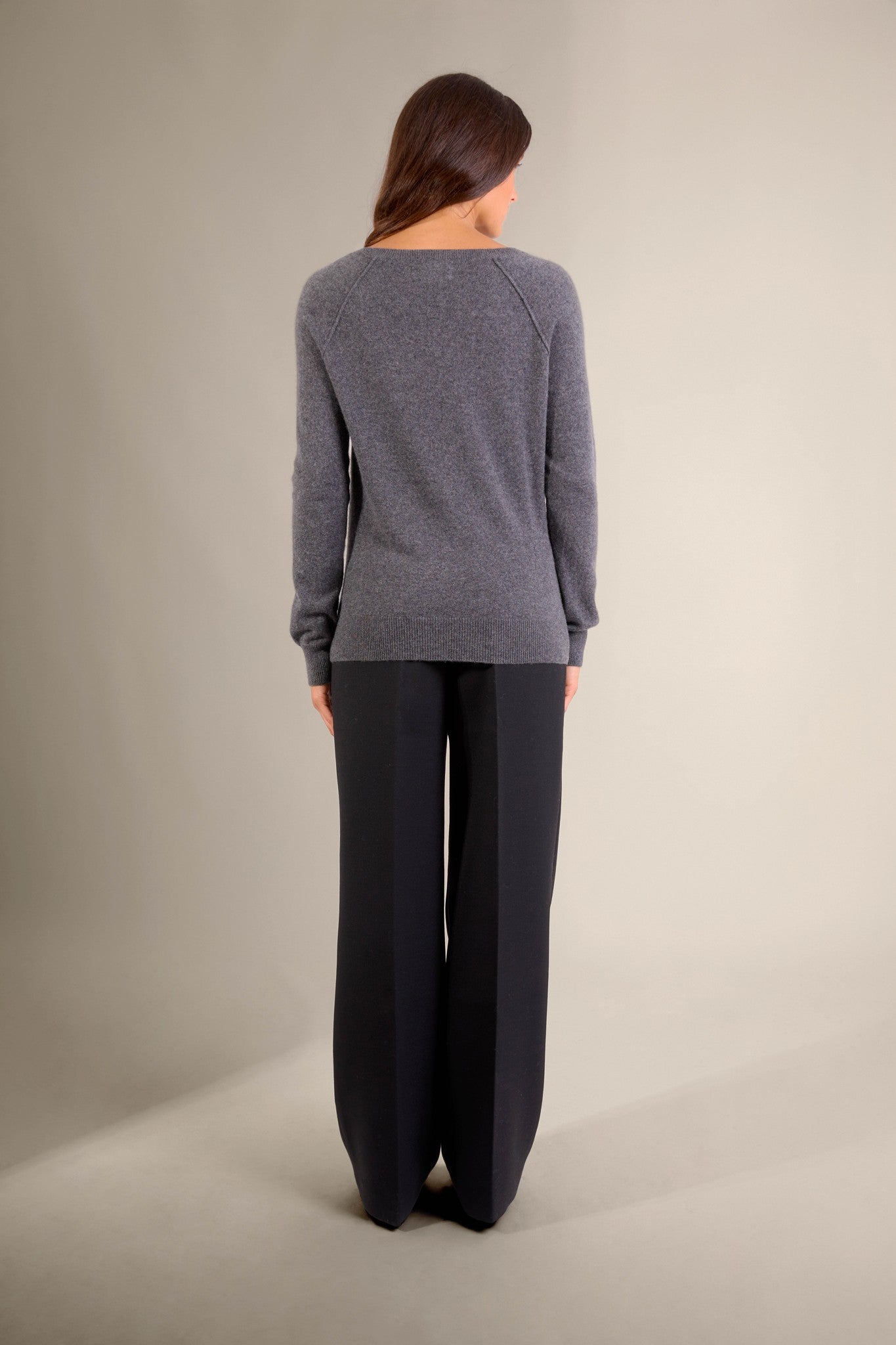 penelope pull col v anthracite chiné 100% cachemire