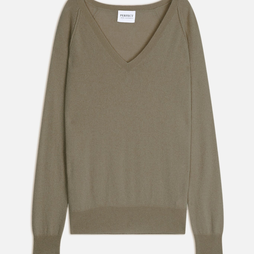 penelope pull col v army 100% cachemire