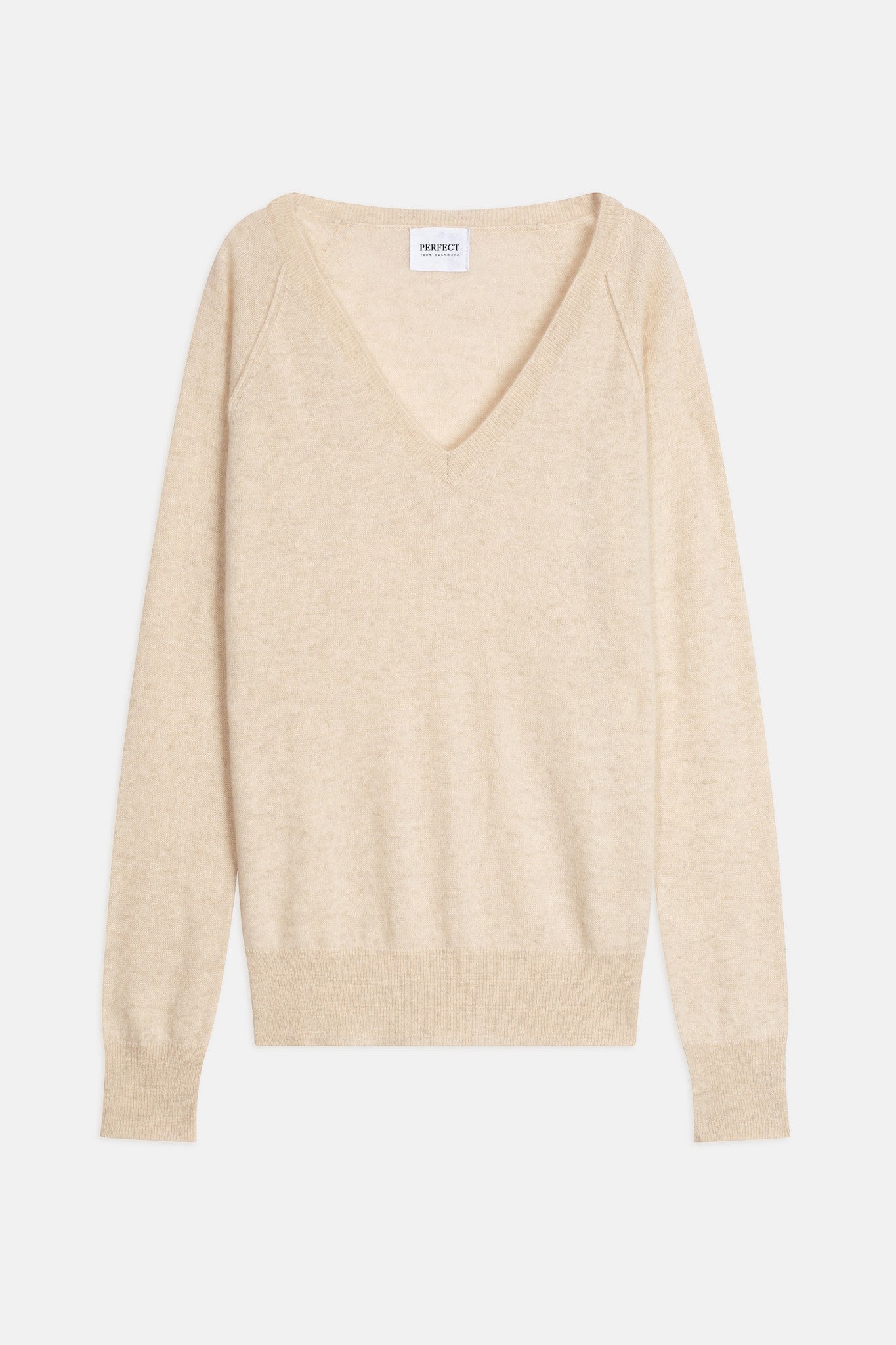 penelope pull col v avoine 100% cachemire