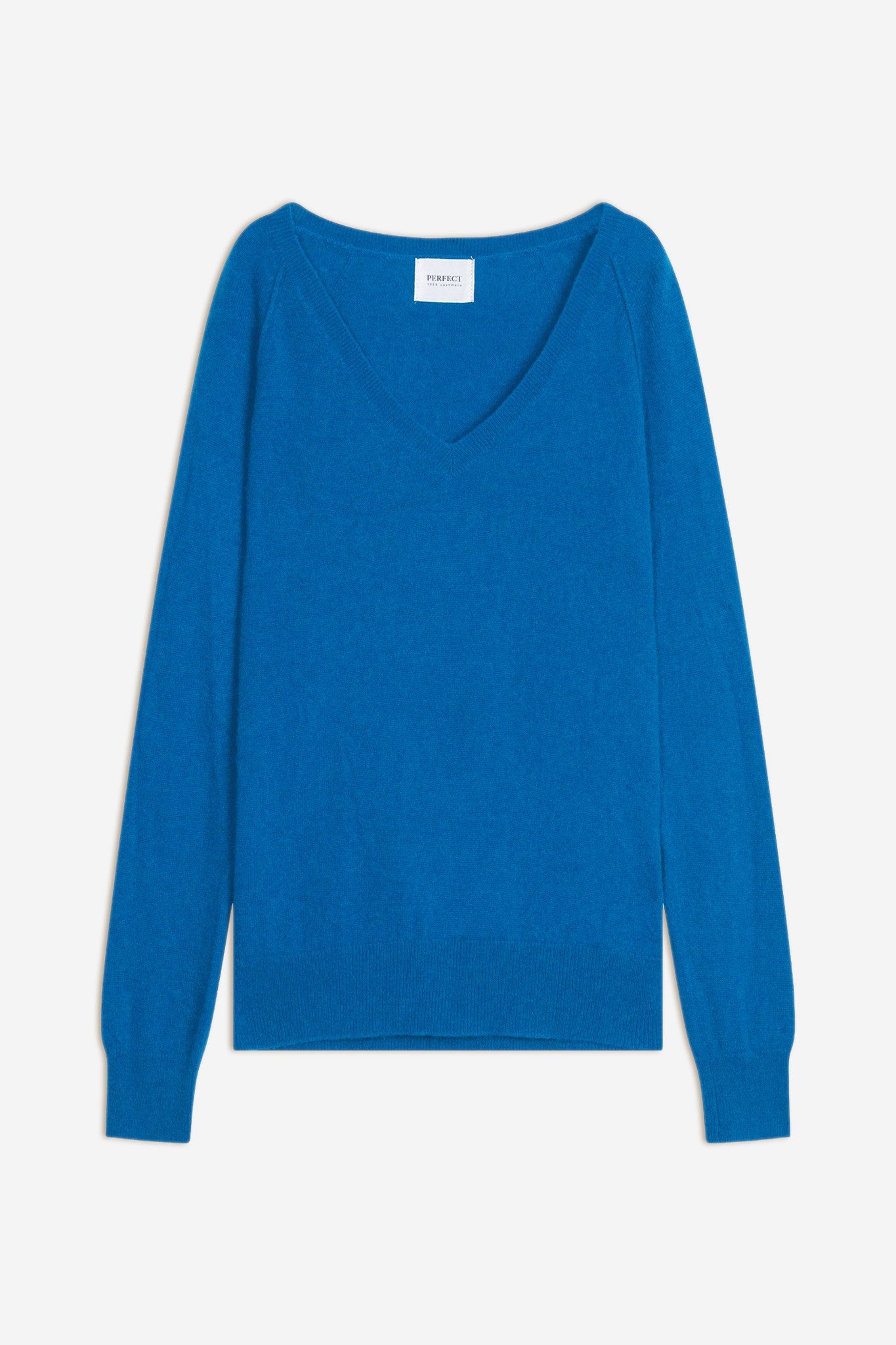 penelope pull col v azur 100% cachemire