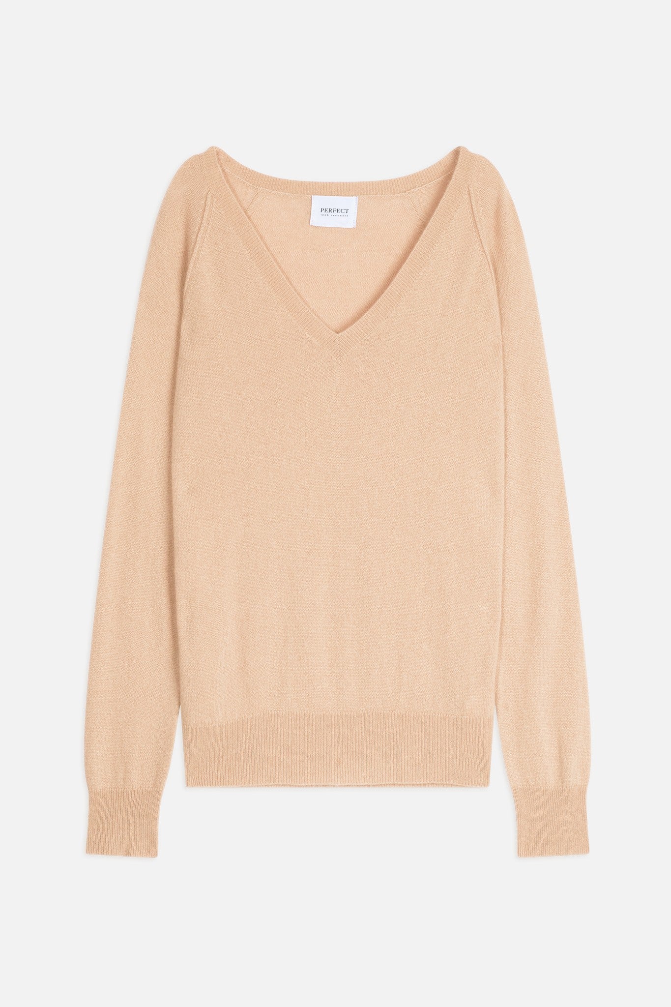 penelope pull col v beige 100% cachemire