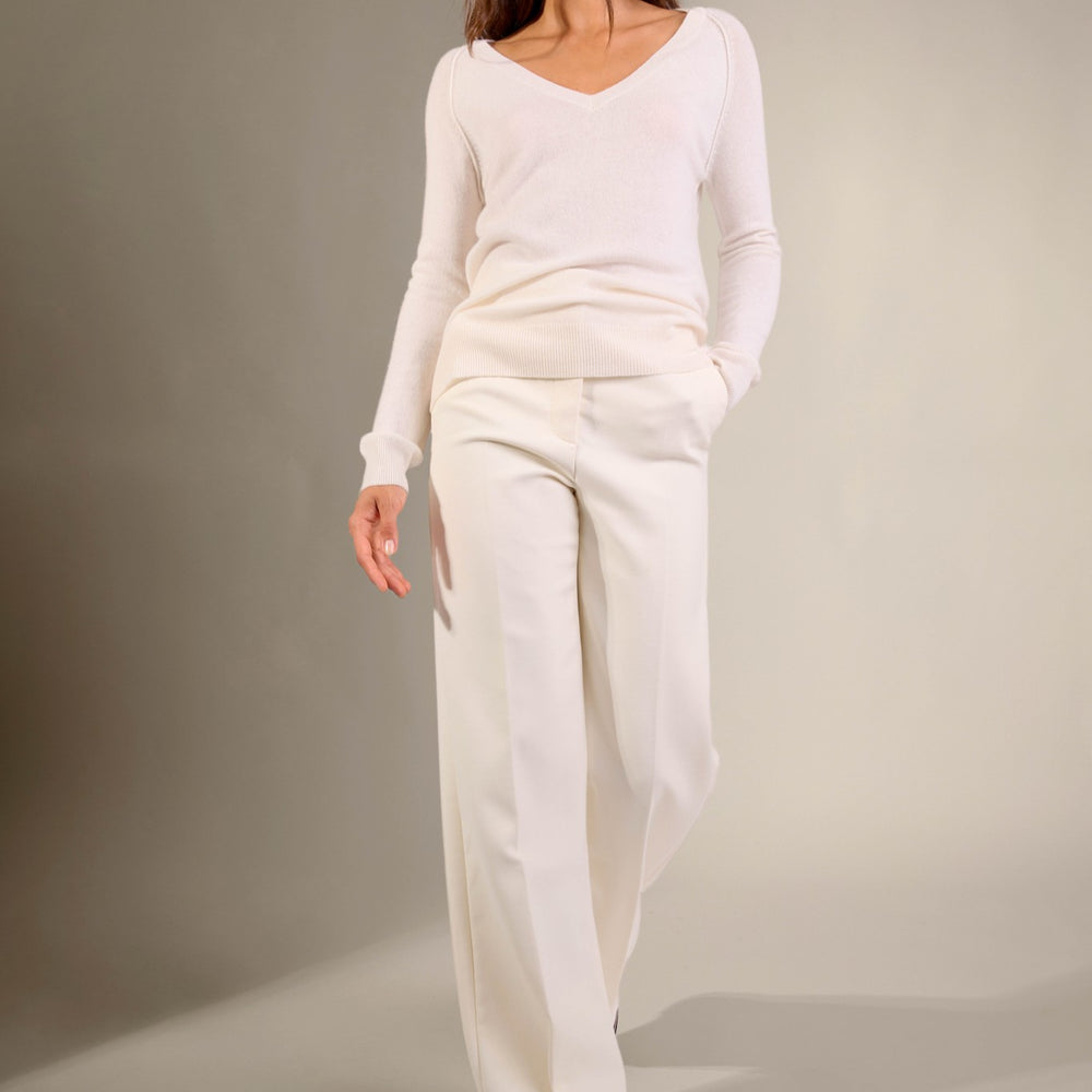 penelope pull col v ivoire 100% cachemire