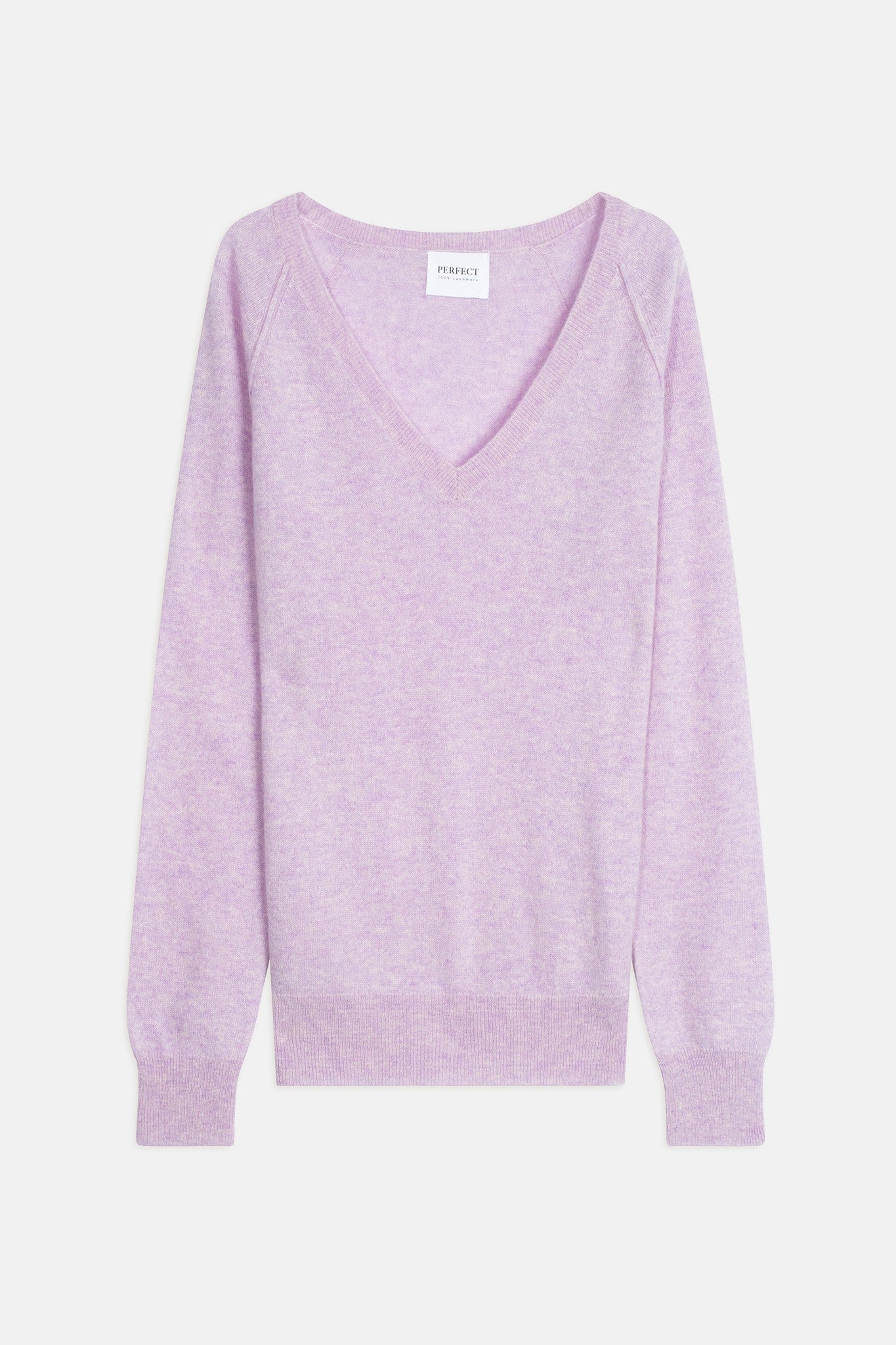 penelope pull col v mauve chiné 100% cachemire