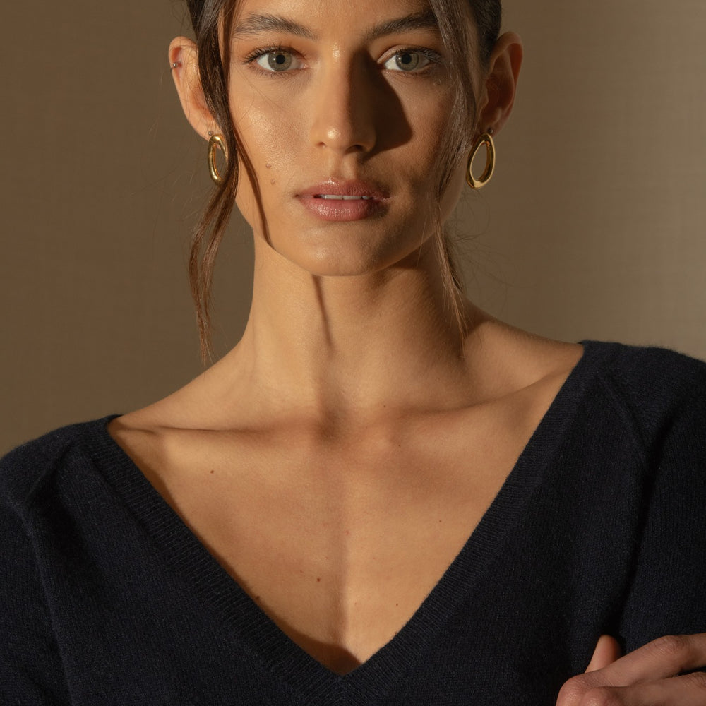 penelope pull col v navy 100% cachemire