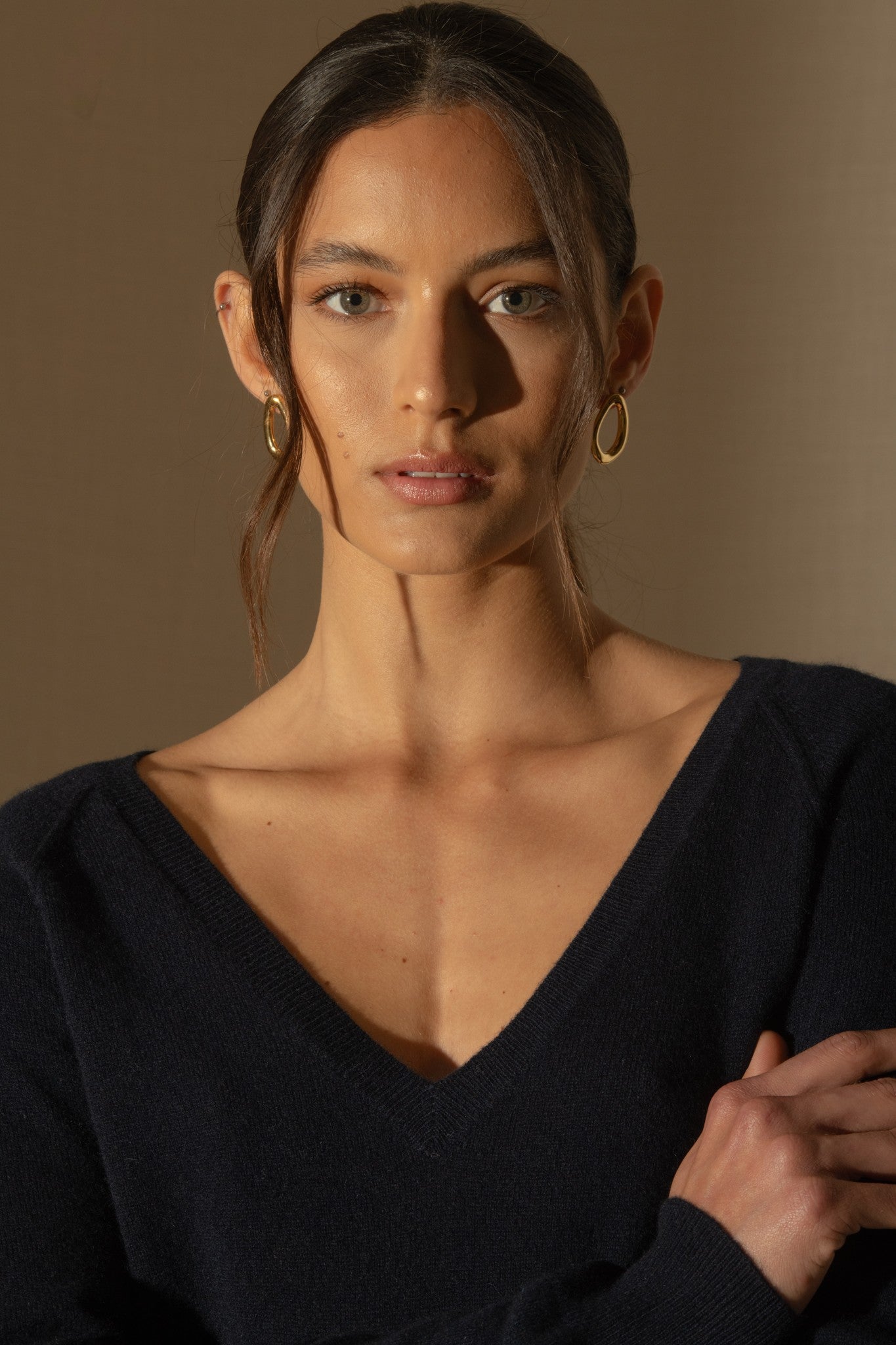 penelope pull col v navy 100% cachemire