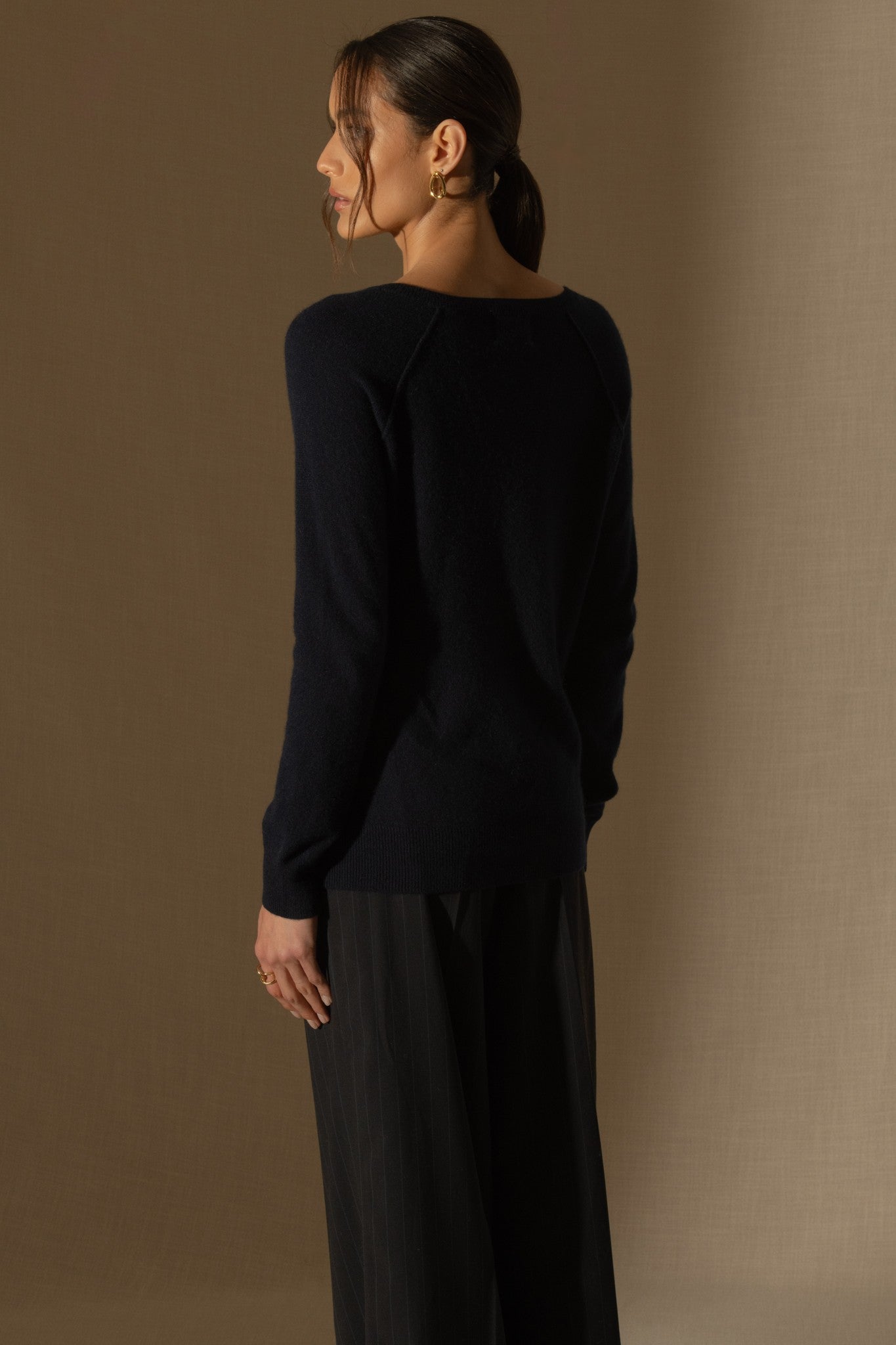 penelope pull col v navy 100% cachemire