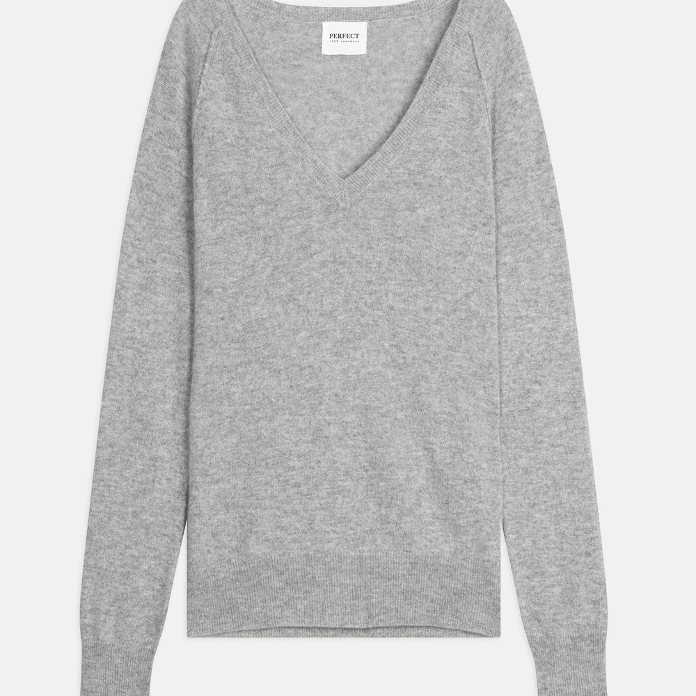 penelope pull col v nuage chiné 100% cachemire