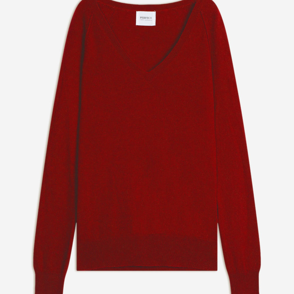 penelope pull col v rubis 100% cachemire