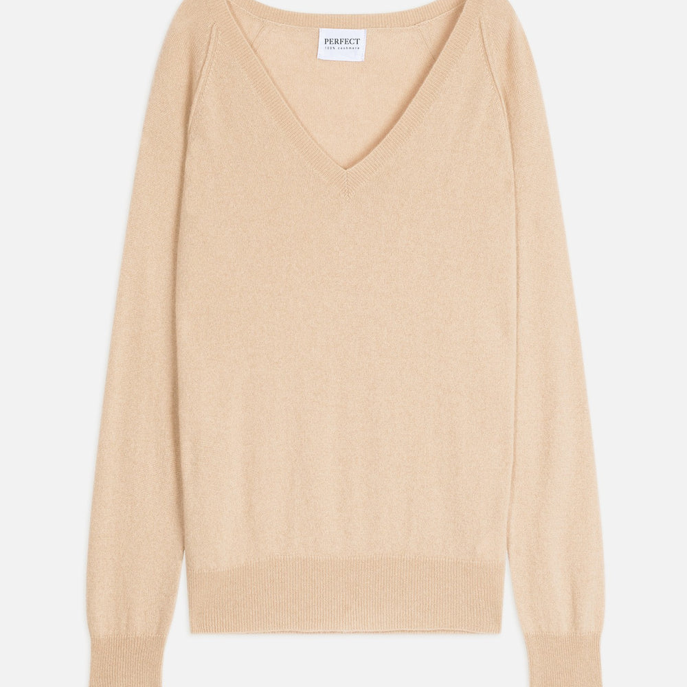 penelope pull col v sable 100% cachemire