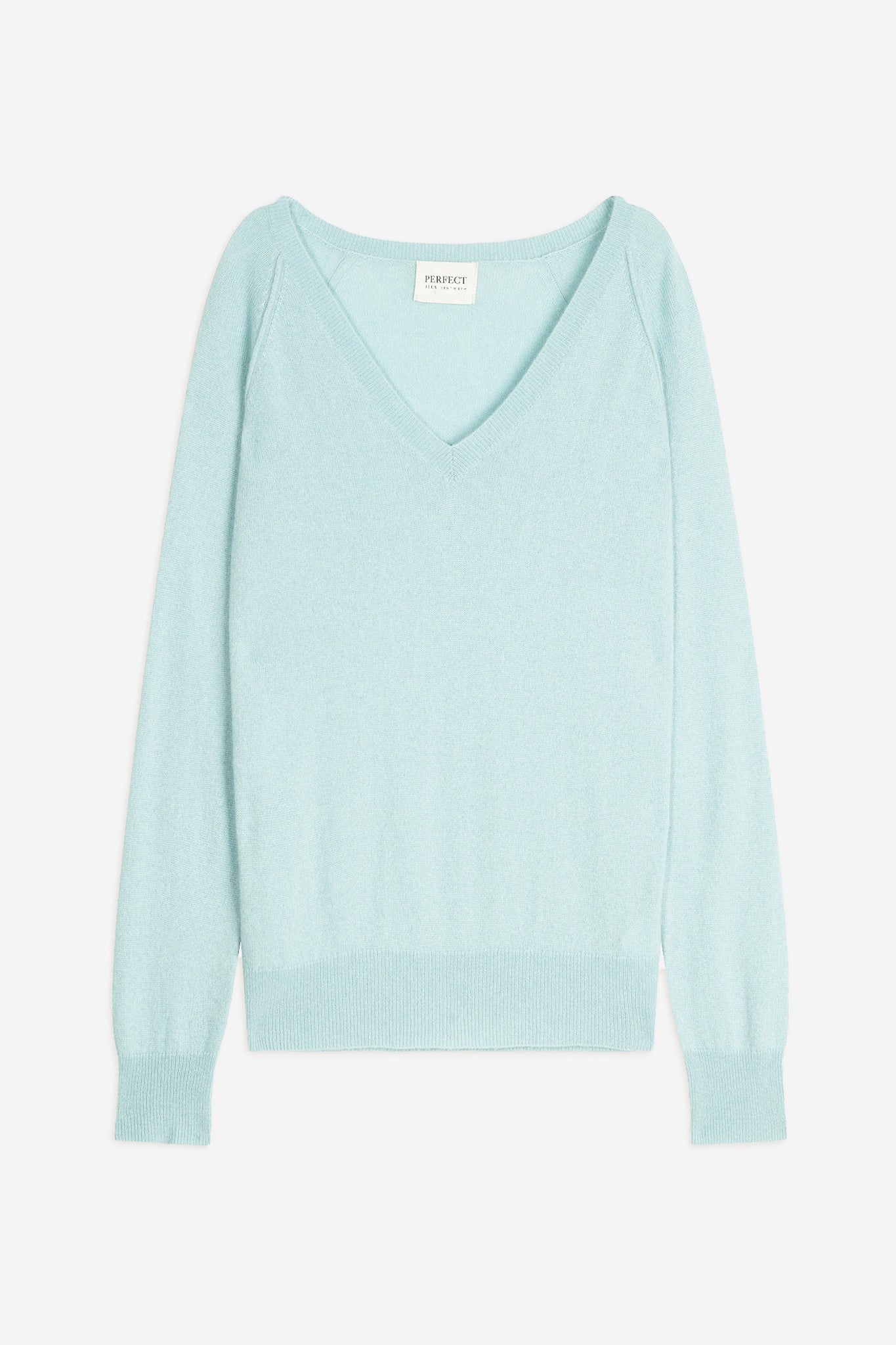 penelope pull col v vert lagon 100% cachemire