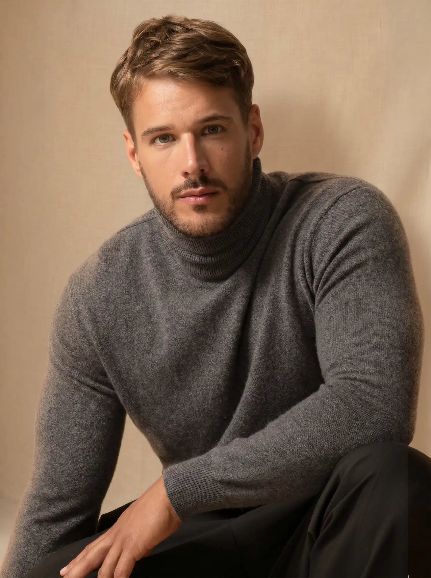 TREVOR pullover rollkragen anthrazit meliert