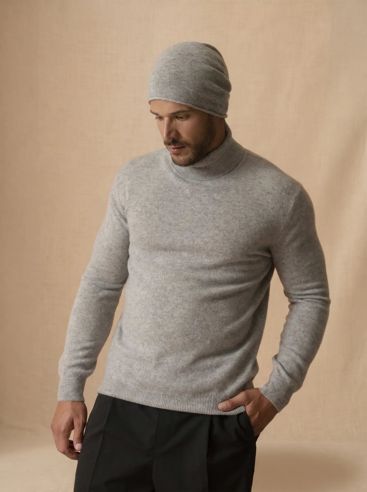 TREVOR sweater turtleneck heather cloud