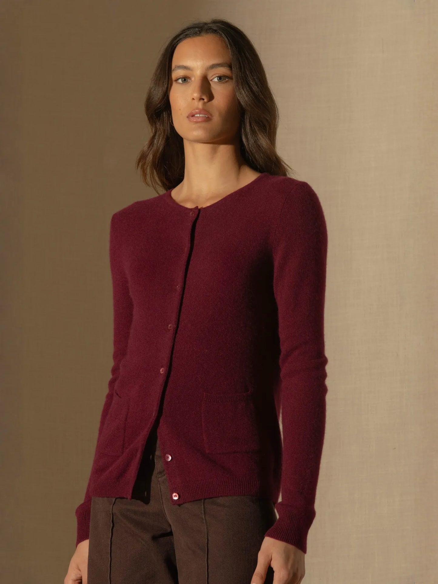 AMY cardigan crew neck burgundy