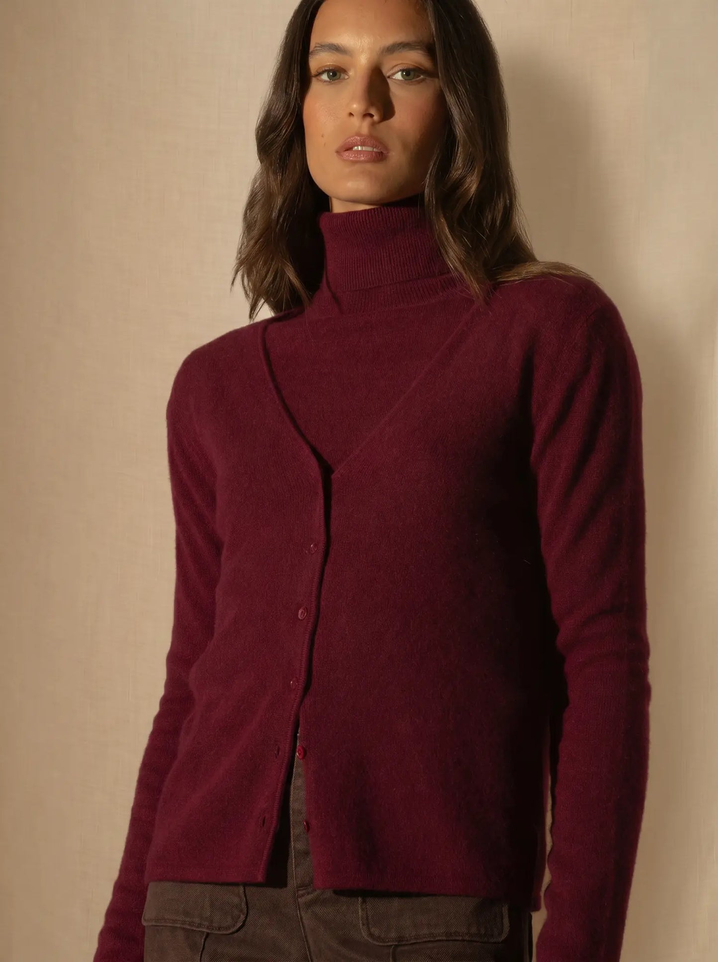 PAIGE strickjacke v-ausschnitt bordeaux