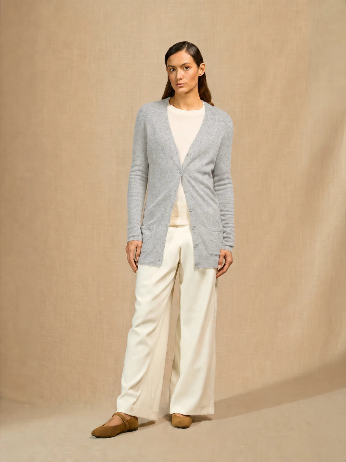 PEARL strickjacke v-ausschnitt wolke meliert