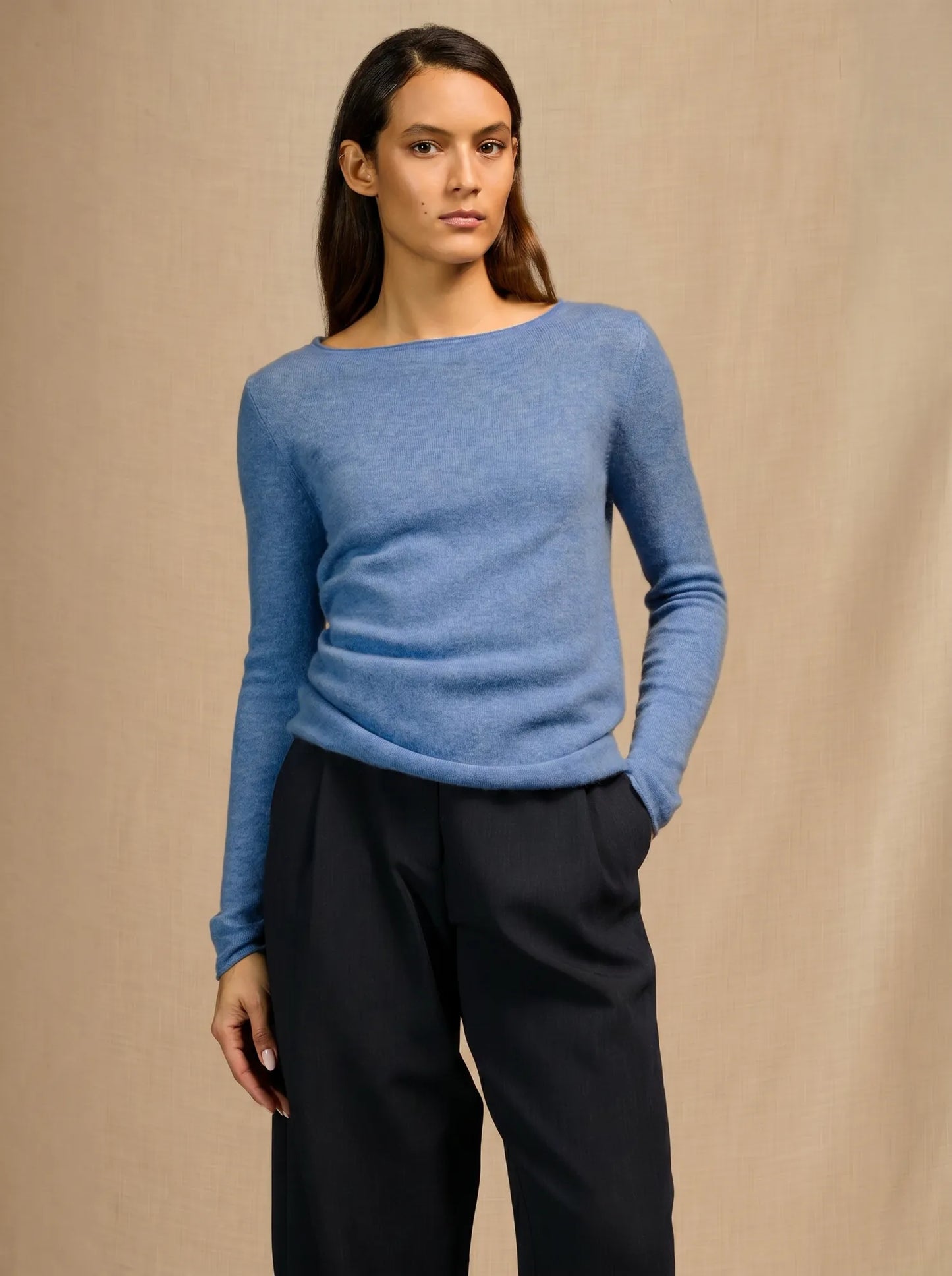 MEGAN pullover u-boot-ausschnitt himmelblau