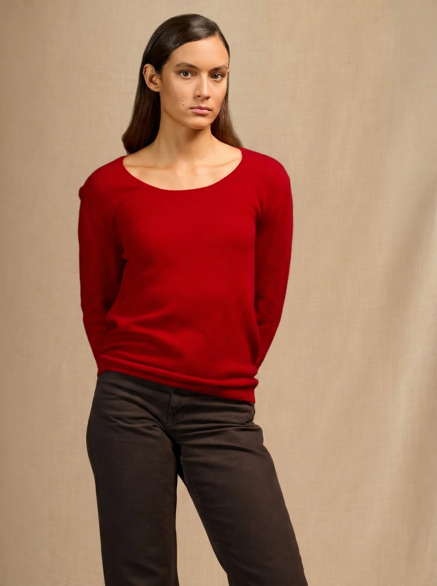 LINDSAY pullover rundhalsausschnitt rot