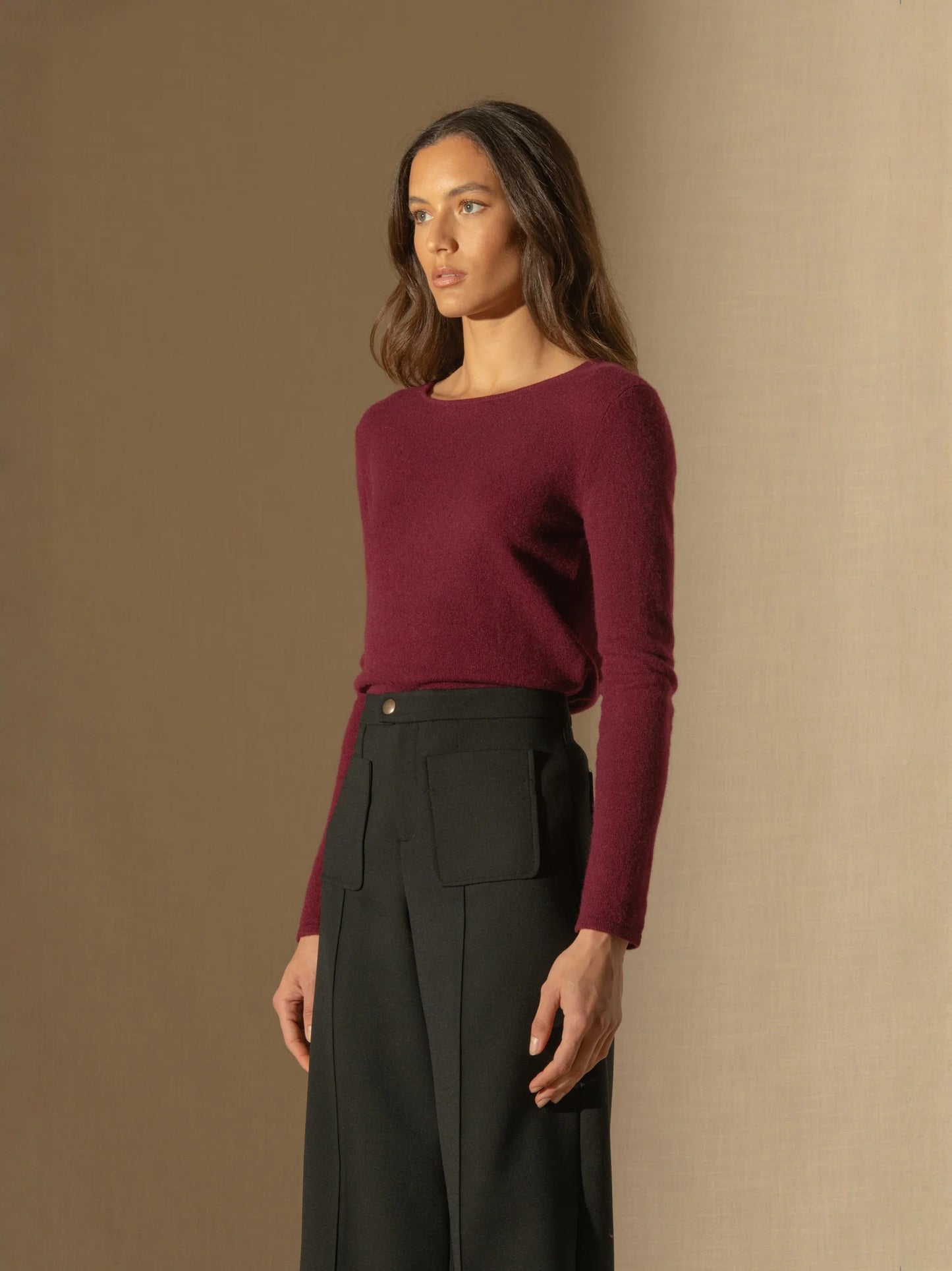OPRAH pullover rundhalsausschnitt bordeaux