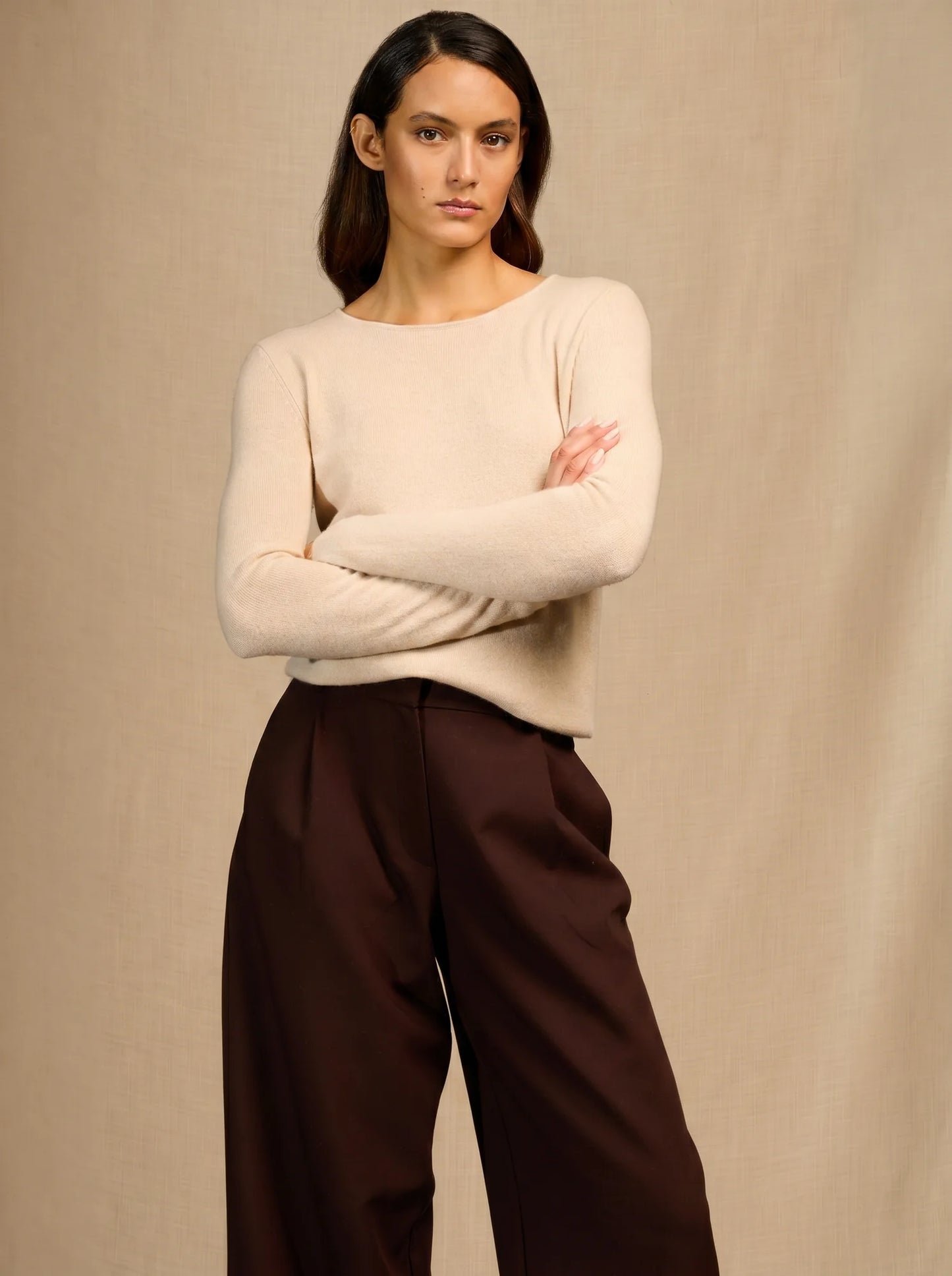 OPRAH pullover rundhalsausschnitt sand