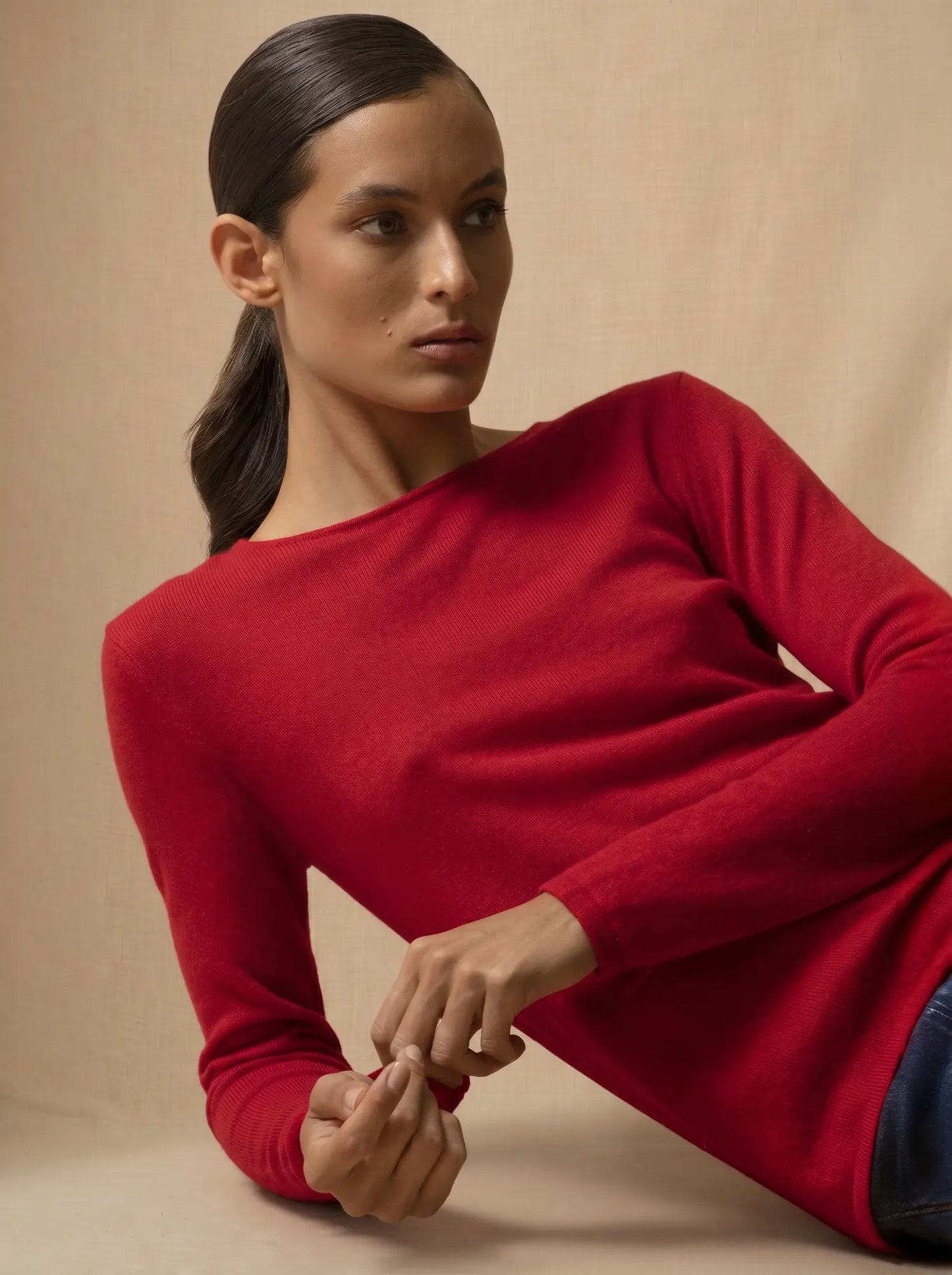 OPRAH pullover rundhalsausschnitt rot