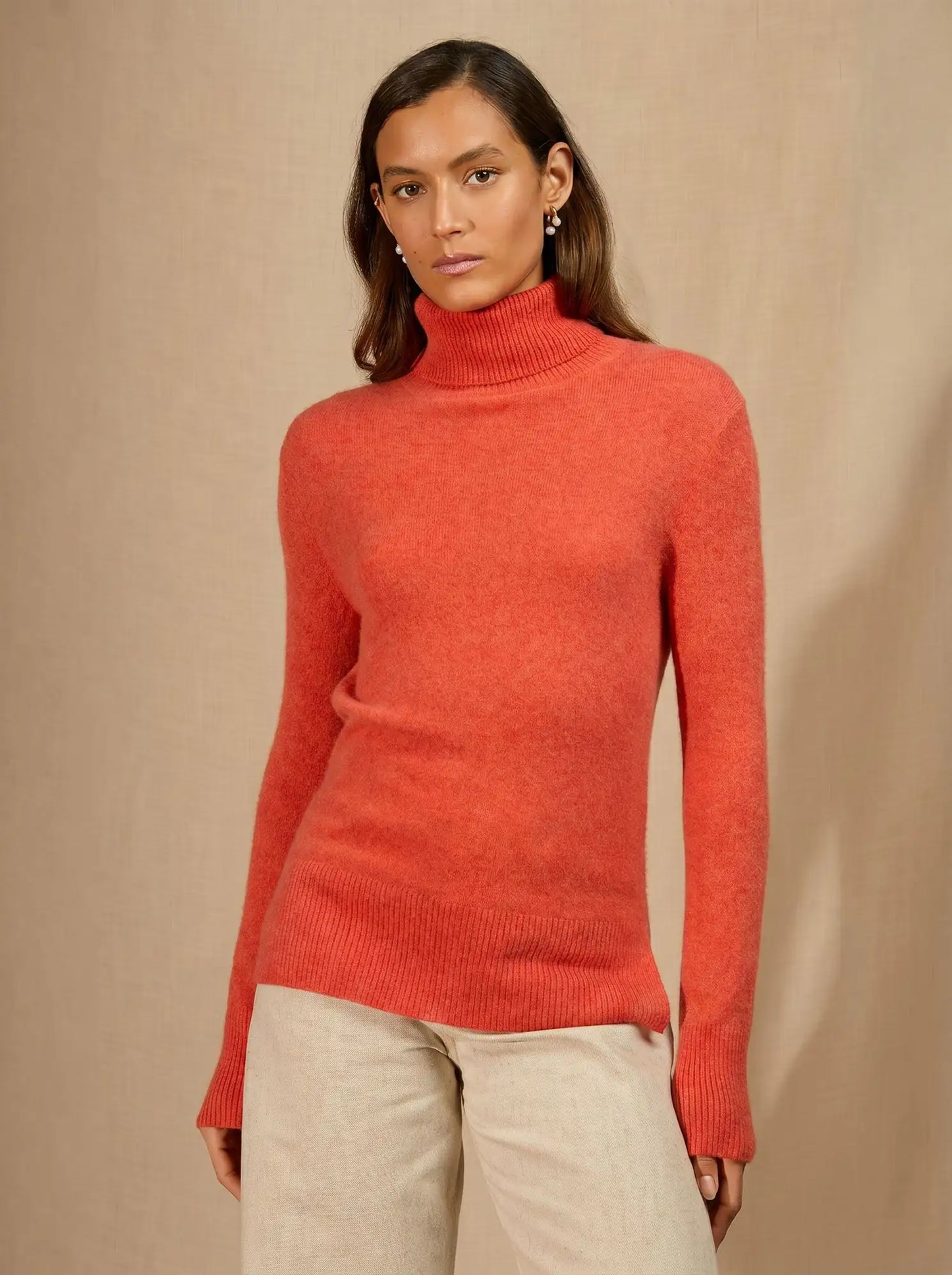 CAM sweater turtleneck heather orange