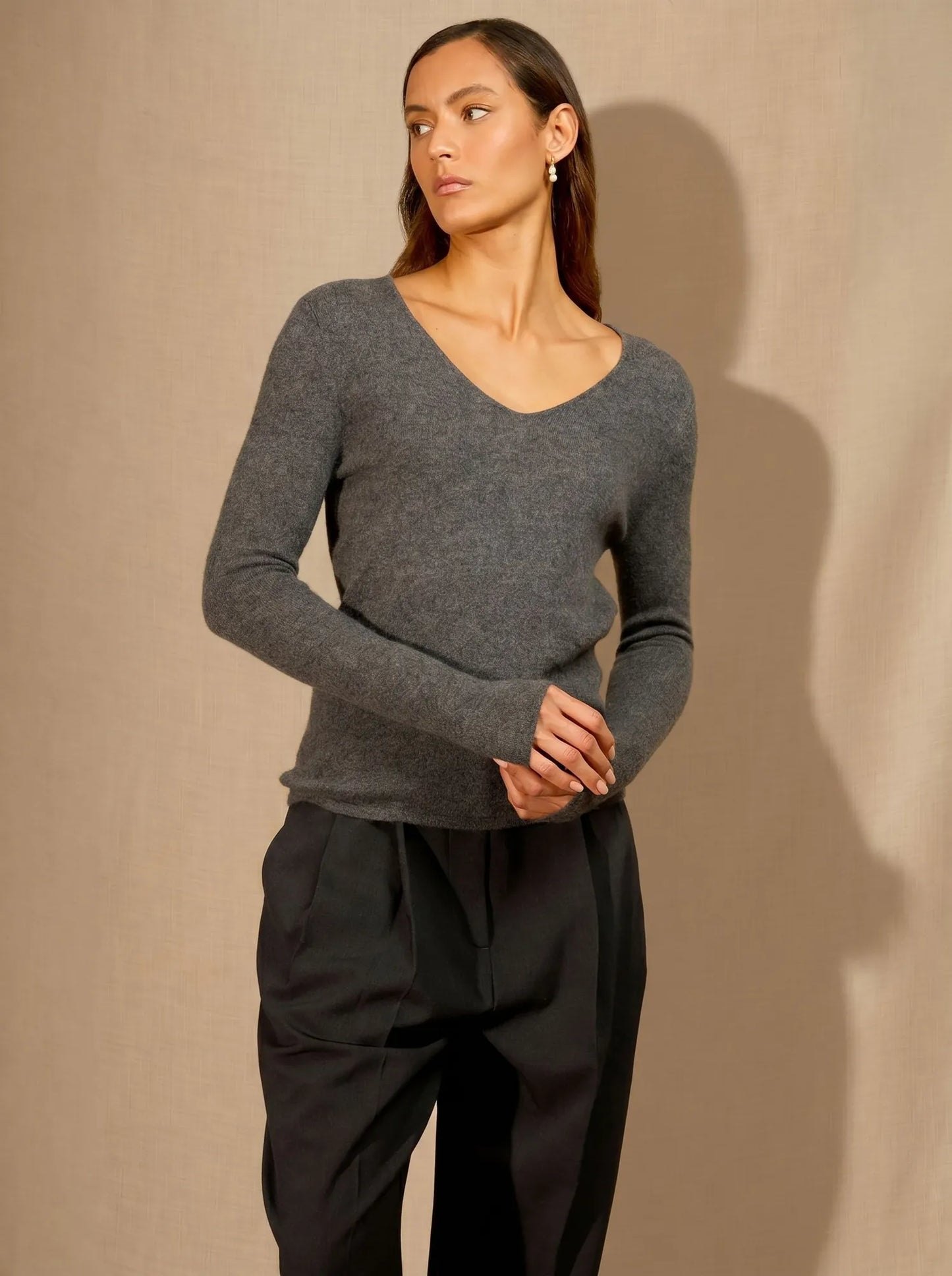 SHANNON sweater v-neck heather charcoal