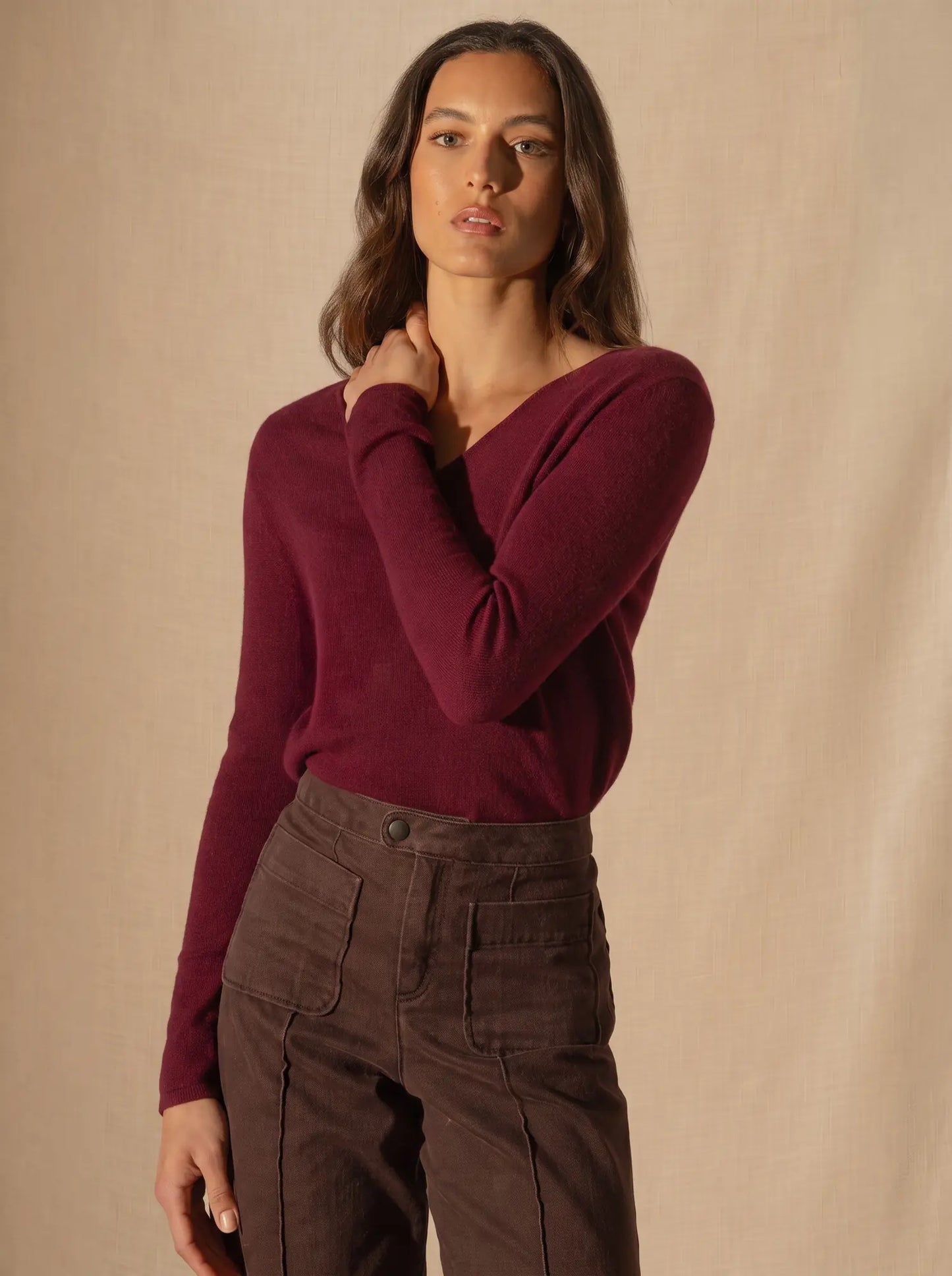 SHANNON sweater v-neck burgundy