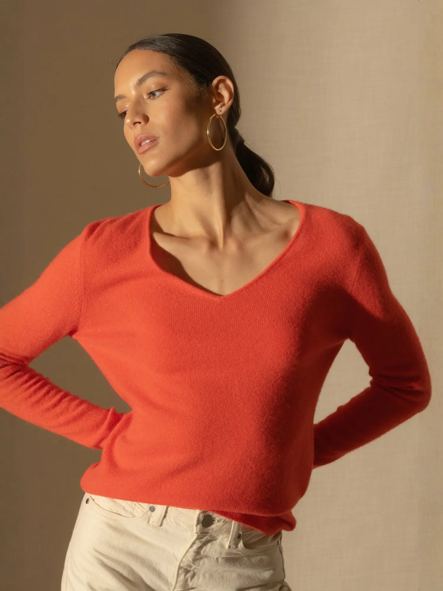 SHANNON pullover v-ausschnitt orange
