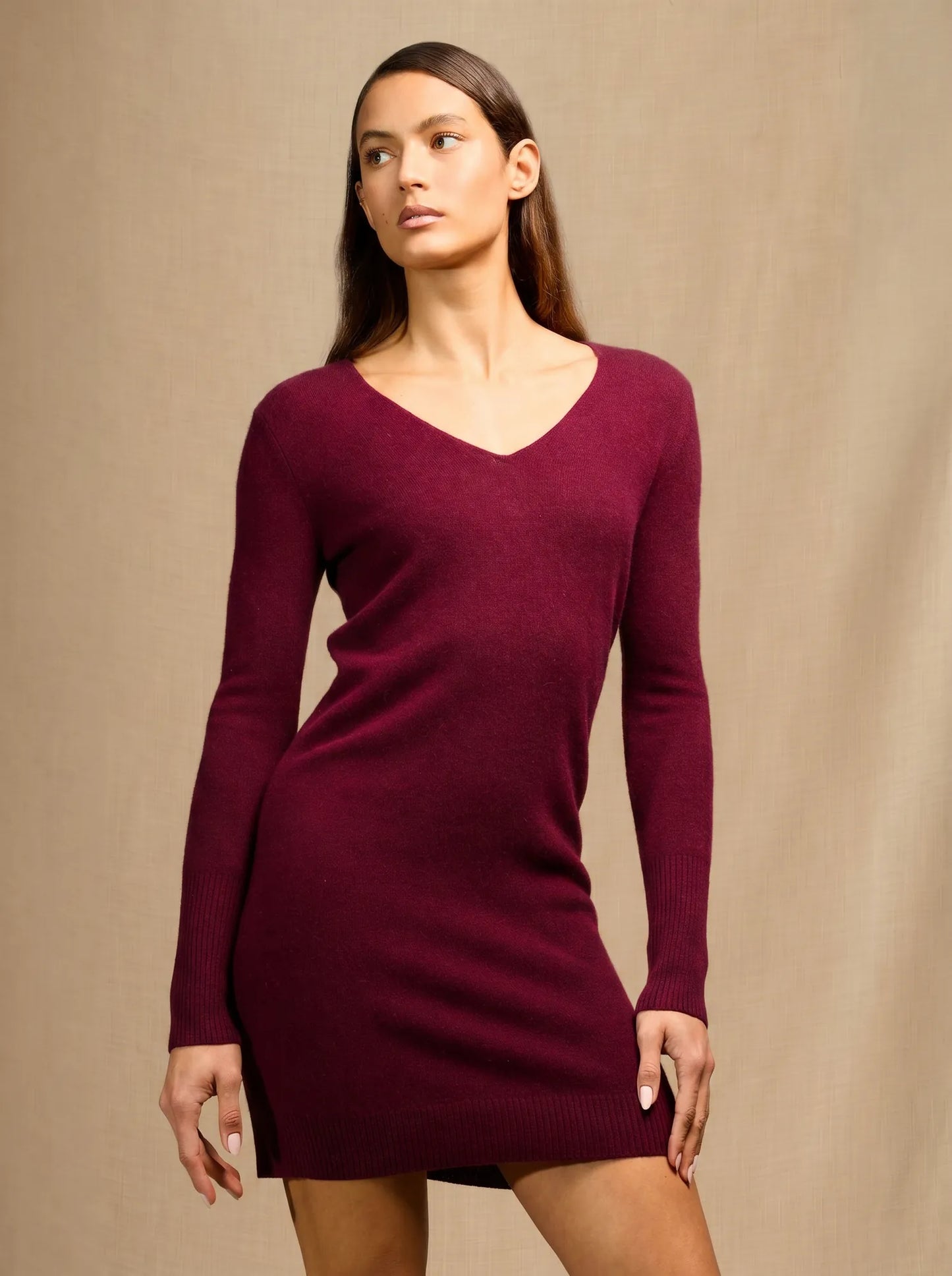 JOY dress v-neck burgundy