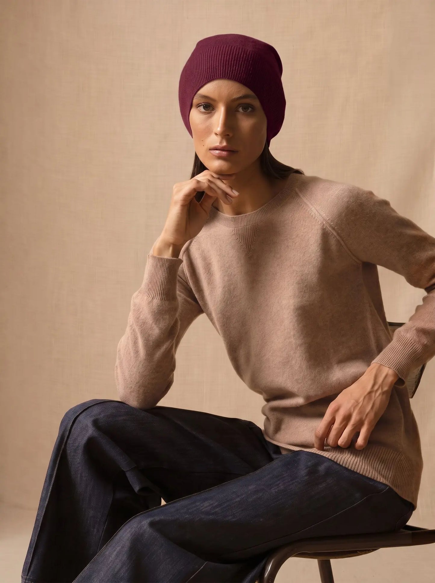 FAITH bonnet bordeaux 100% cachemire