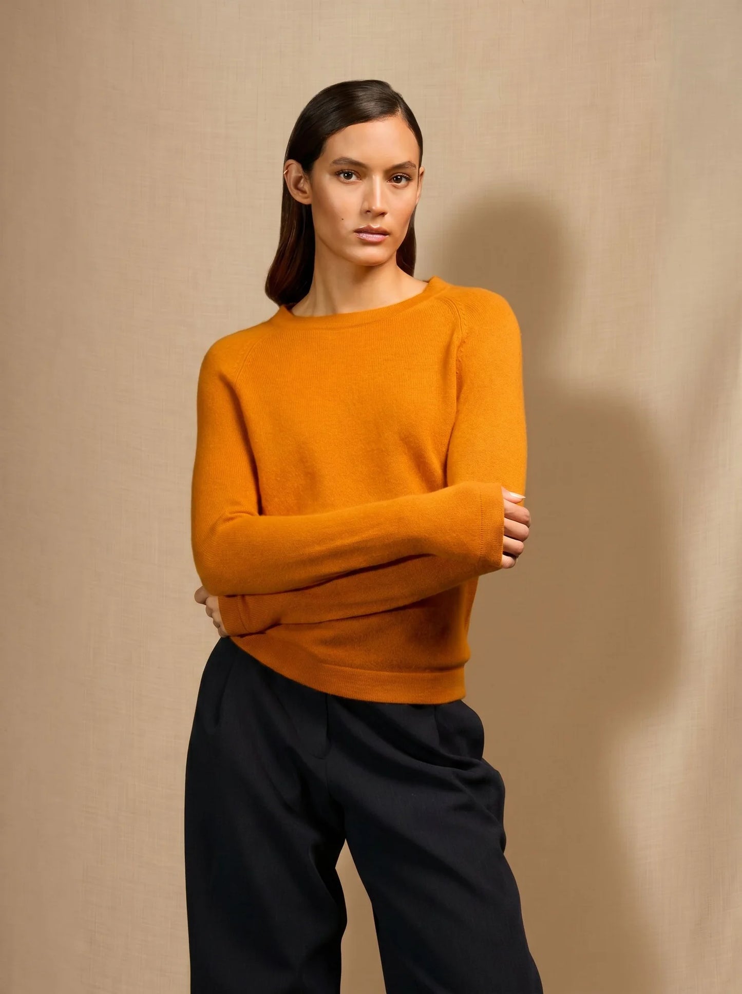 WHITNEY sweater crew neck ochre