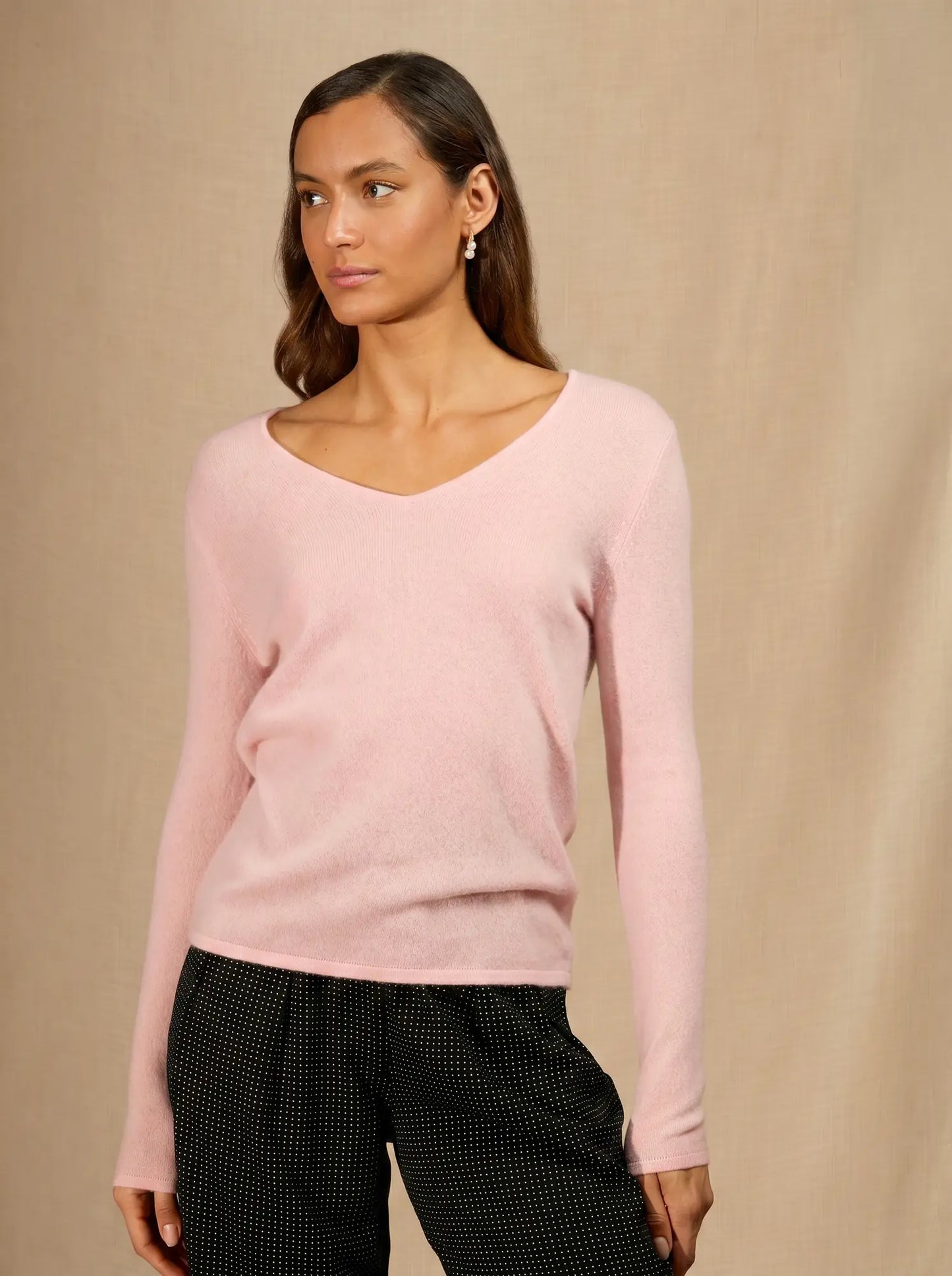 SHANNON sweater v-neck ballet pink