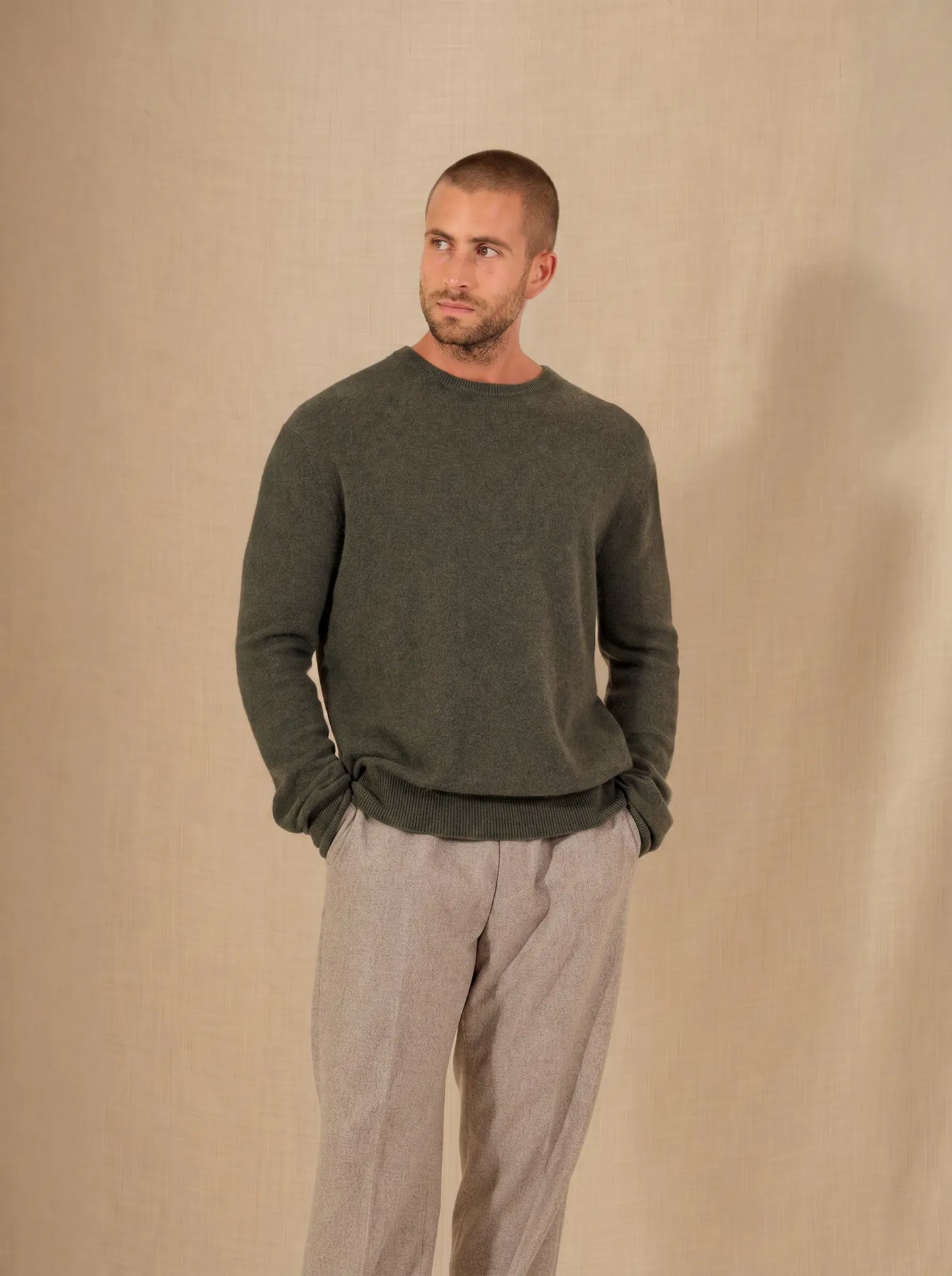 BLAKE pullover rundhalsausschnitt khaki meliert