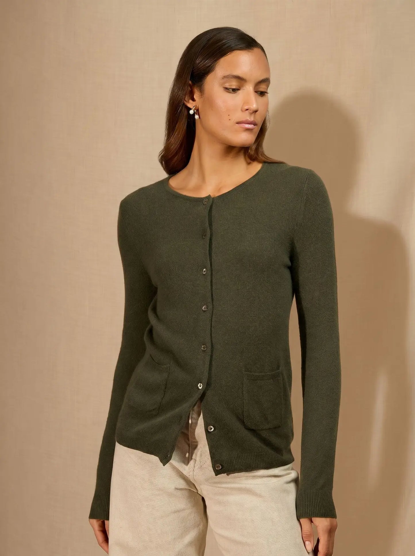 AMY cardigan crew neck khaki