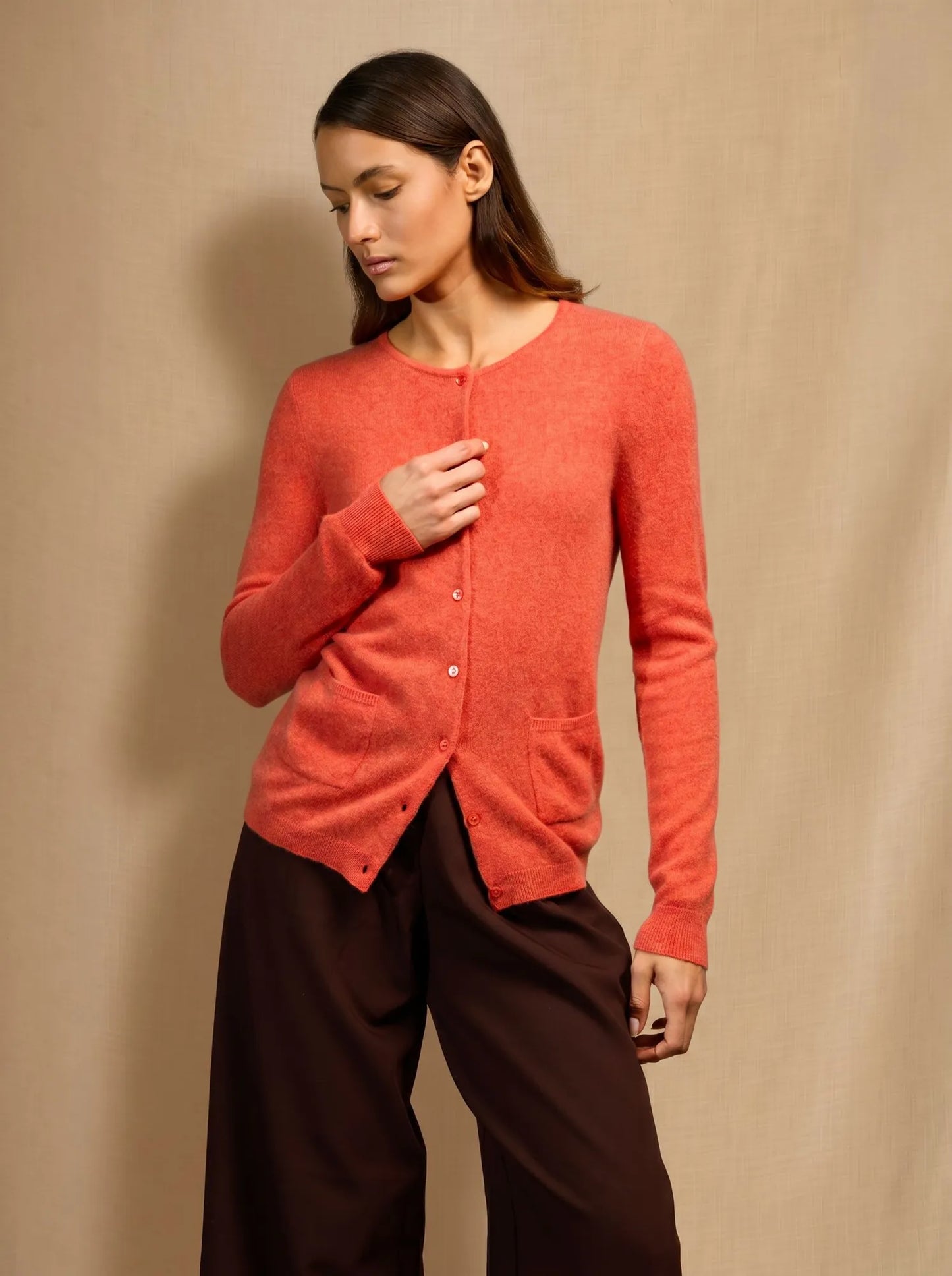 AMY cardigan crew neck heather orange