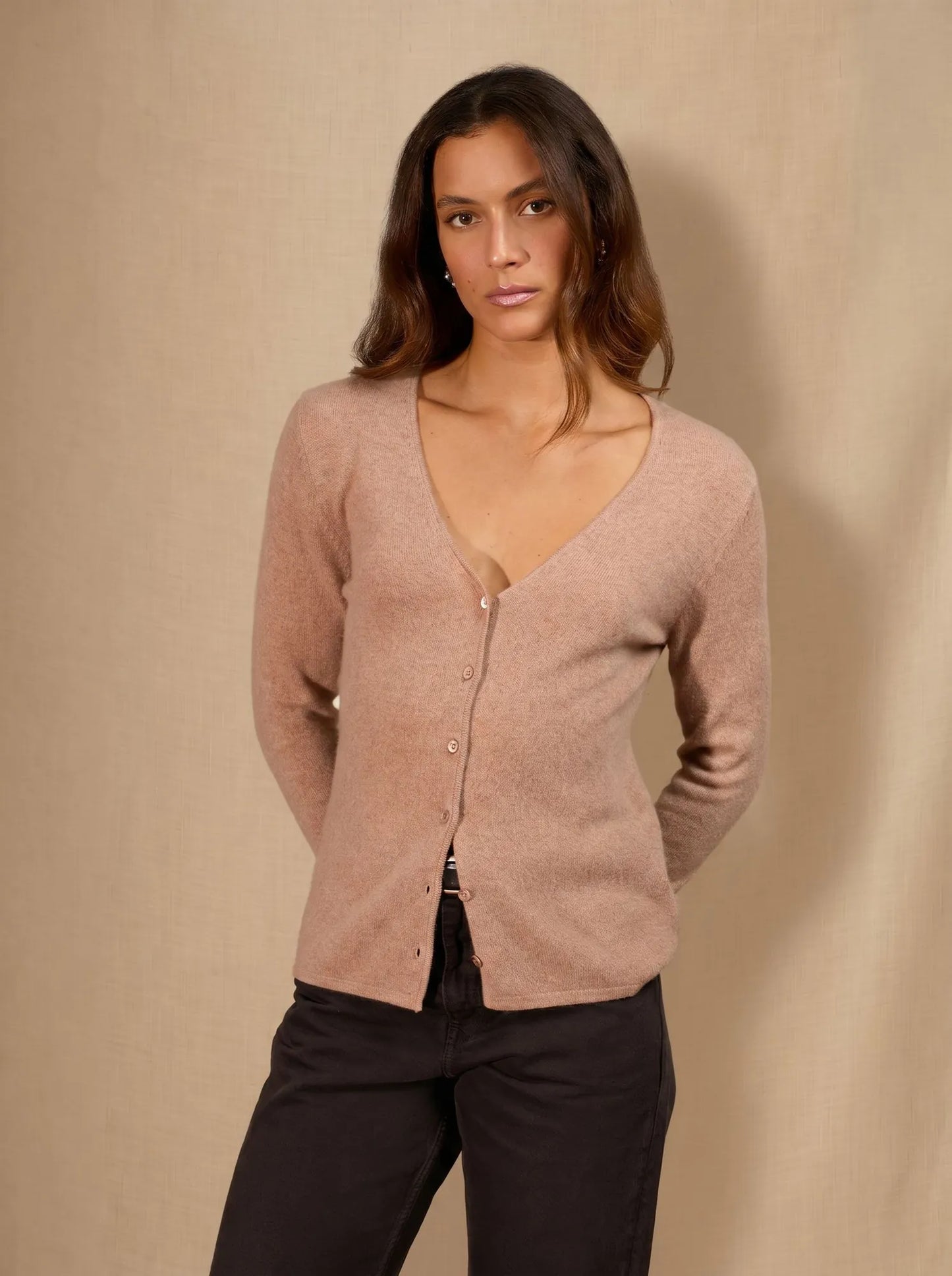 PAIGE cardigan v-neck heather camel